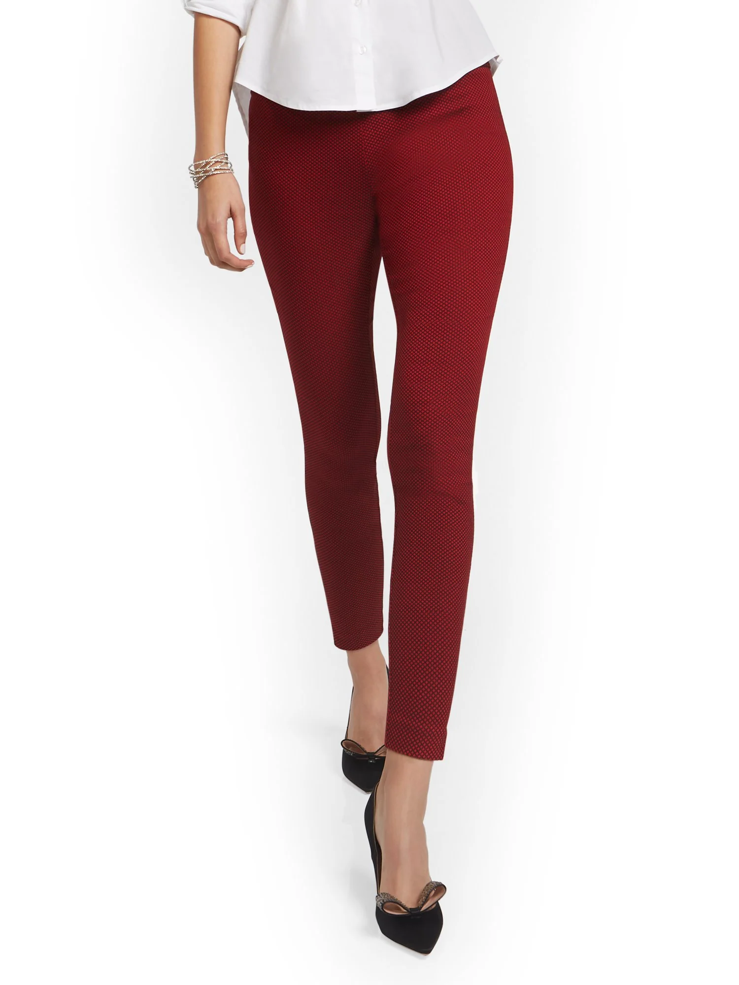 Petite Whitney High-Waisted Pull-On Slim-Leg Pant - Checkered - Image 2