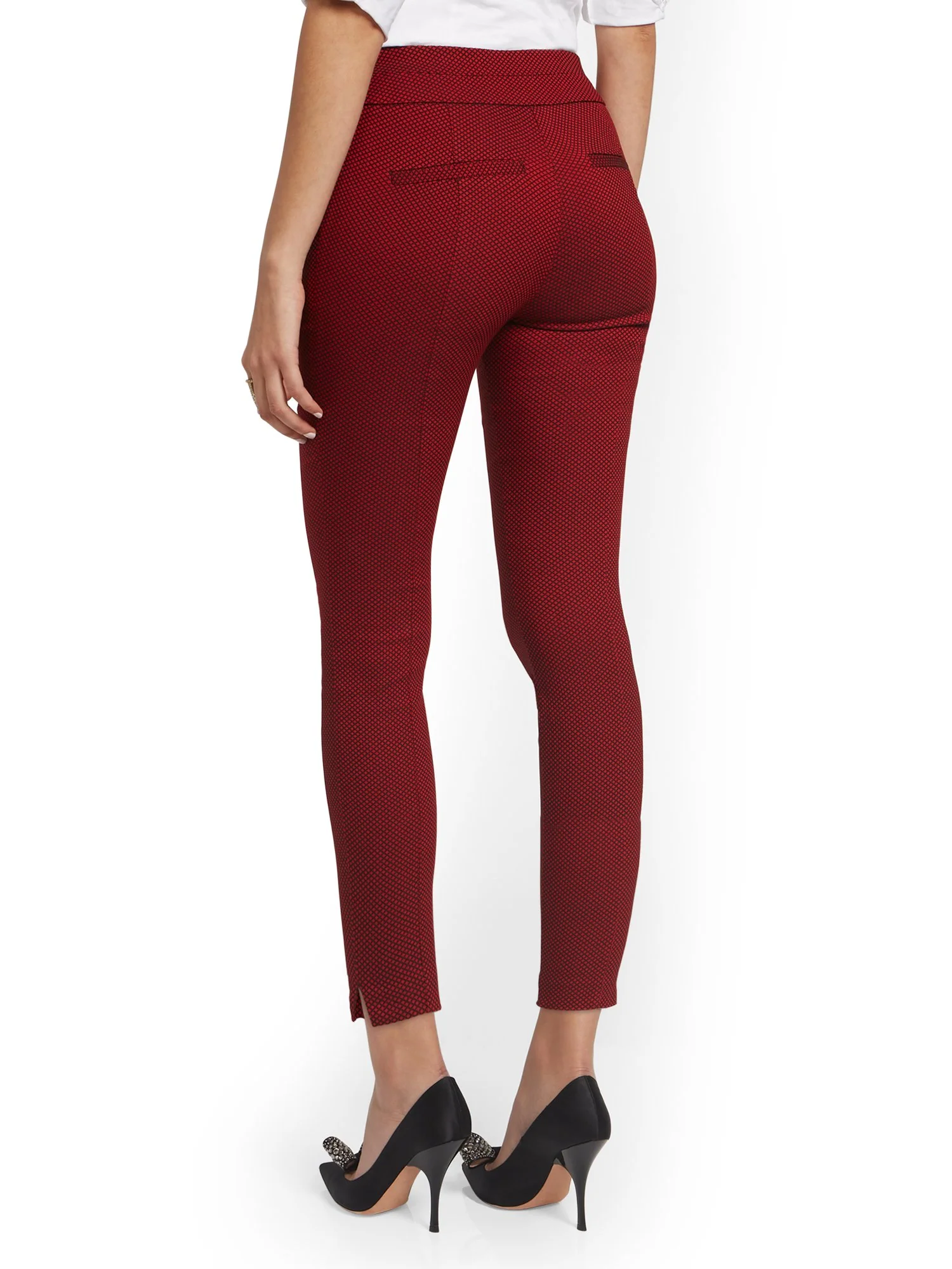 Petite Whitney High-Waisted Pull-On Slim-Leg Pant - Checkered - Image 3