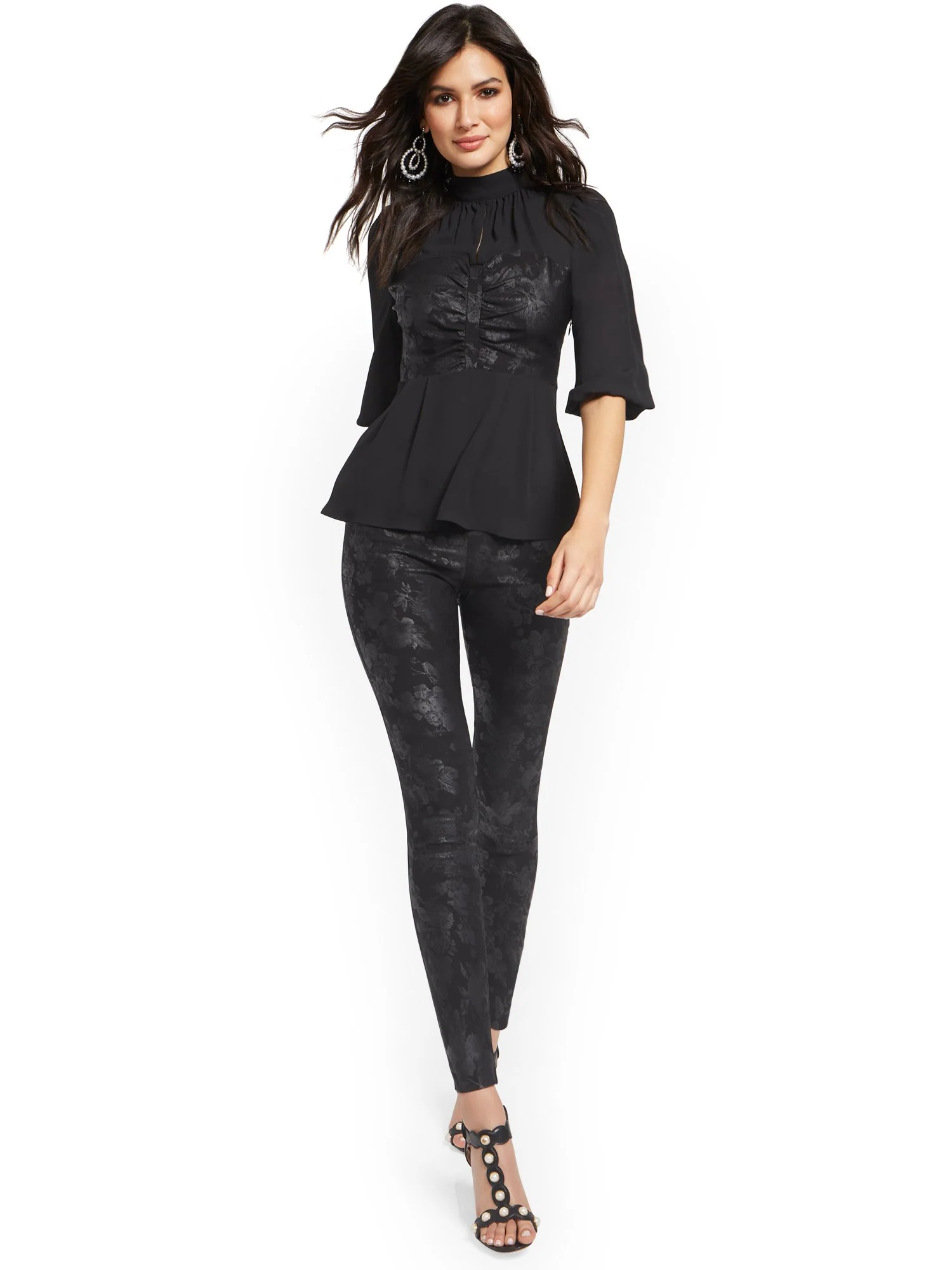 Petite Whitney High-Waisted Pull-On Slim-Leg Pant - Floral - Image 4