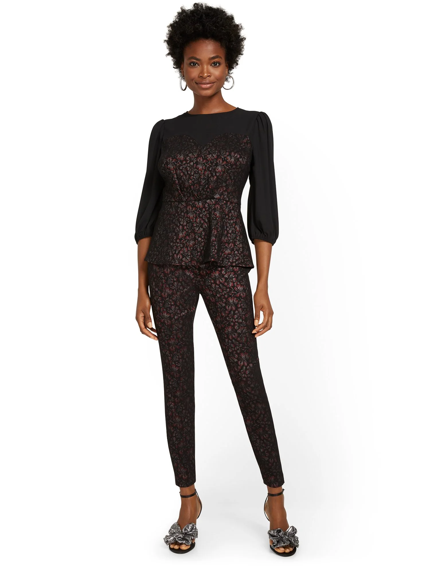 Petite Whitney High-Waisted Pull-On Slim-Leg Pant - Floral-Print - Image 4