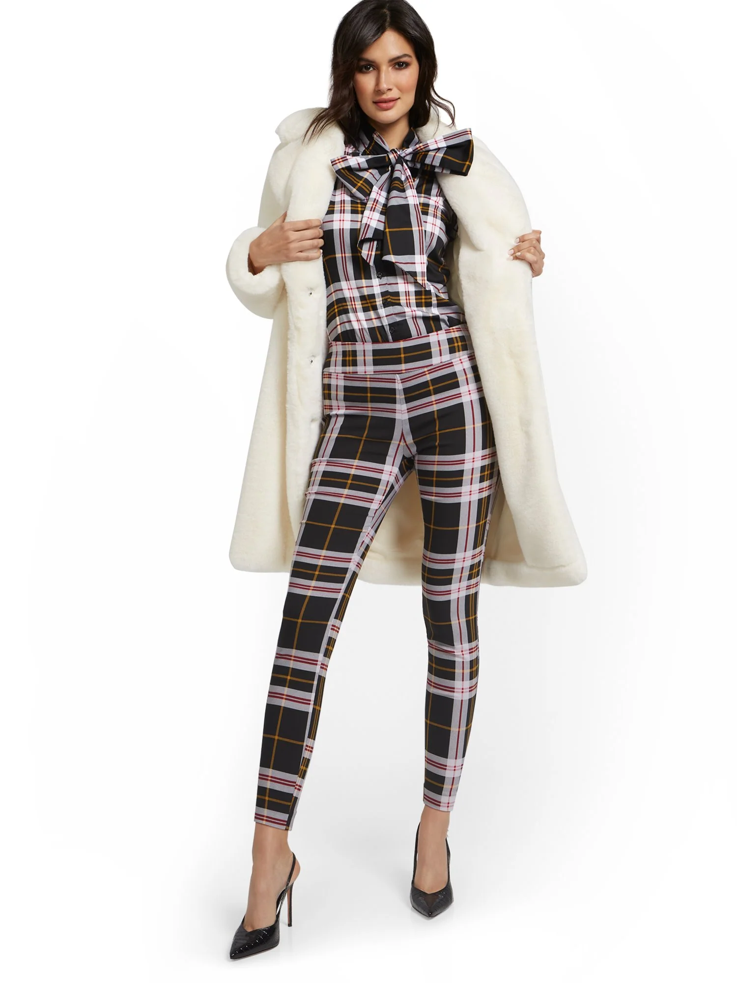 Petite Whitney High-Waisted Pull-On Slim-Leg Pant - Plaid - Image 3