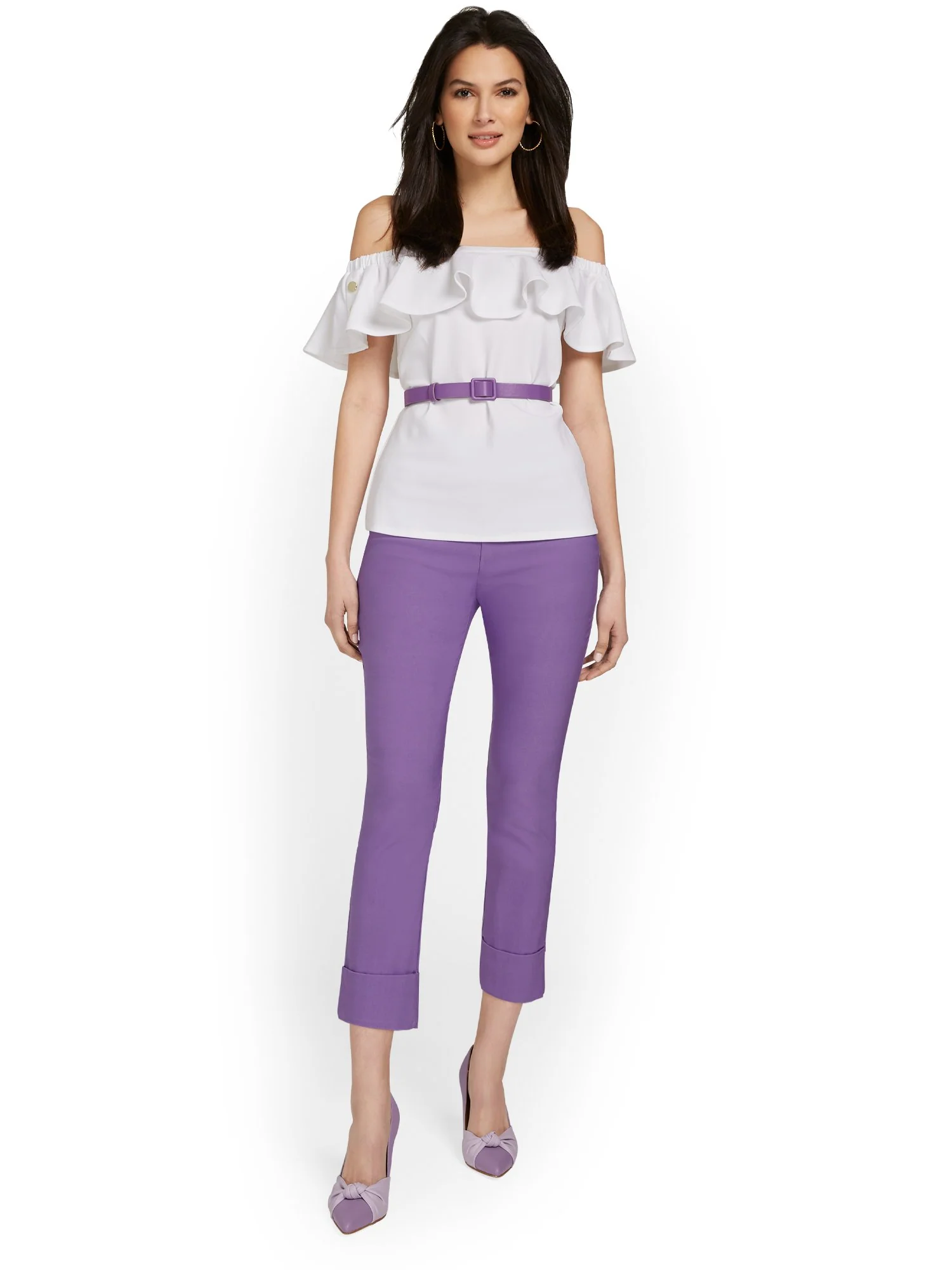 Petite Whitney High-Waisted Tummy Control Pull-On Slim-Leg Cuffed Capri Pant - Image 16
