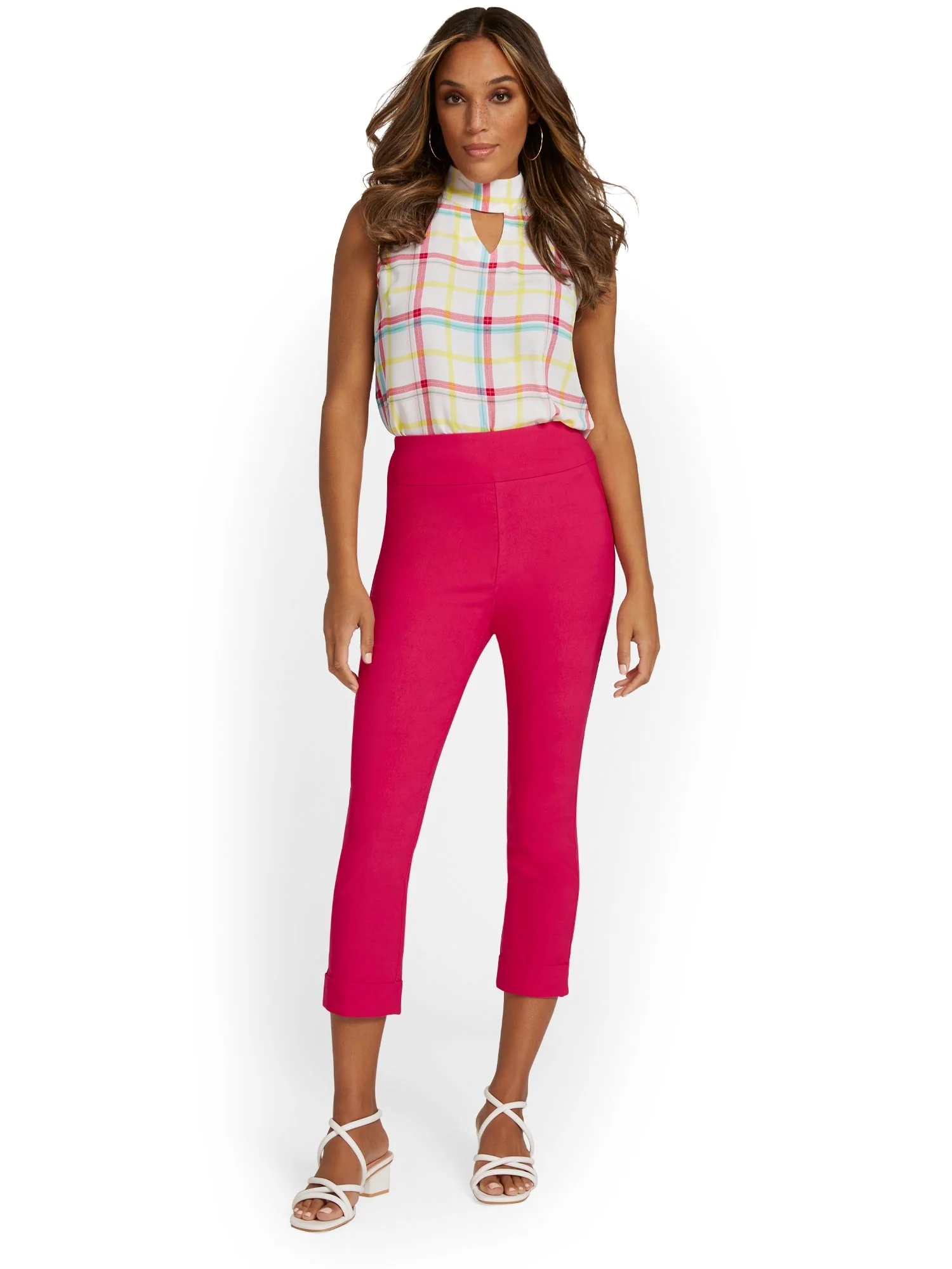 Petite Whitney High-Waisted Tummy Control Pull-On Slim-Leg Cuffed Capri Pant - Image 7