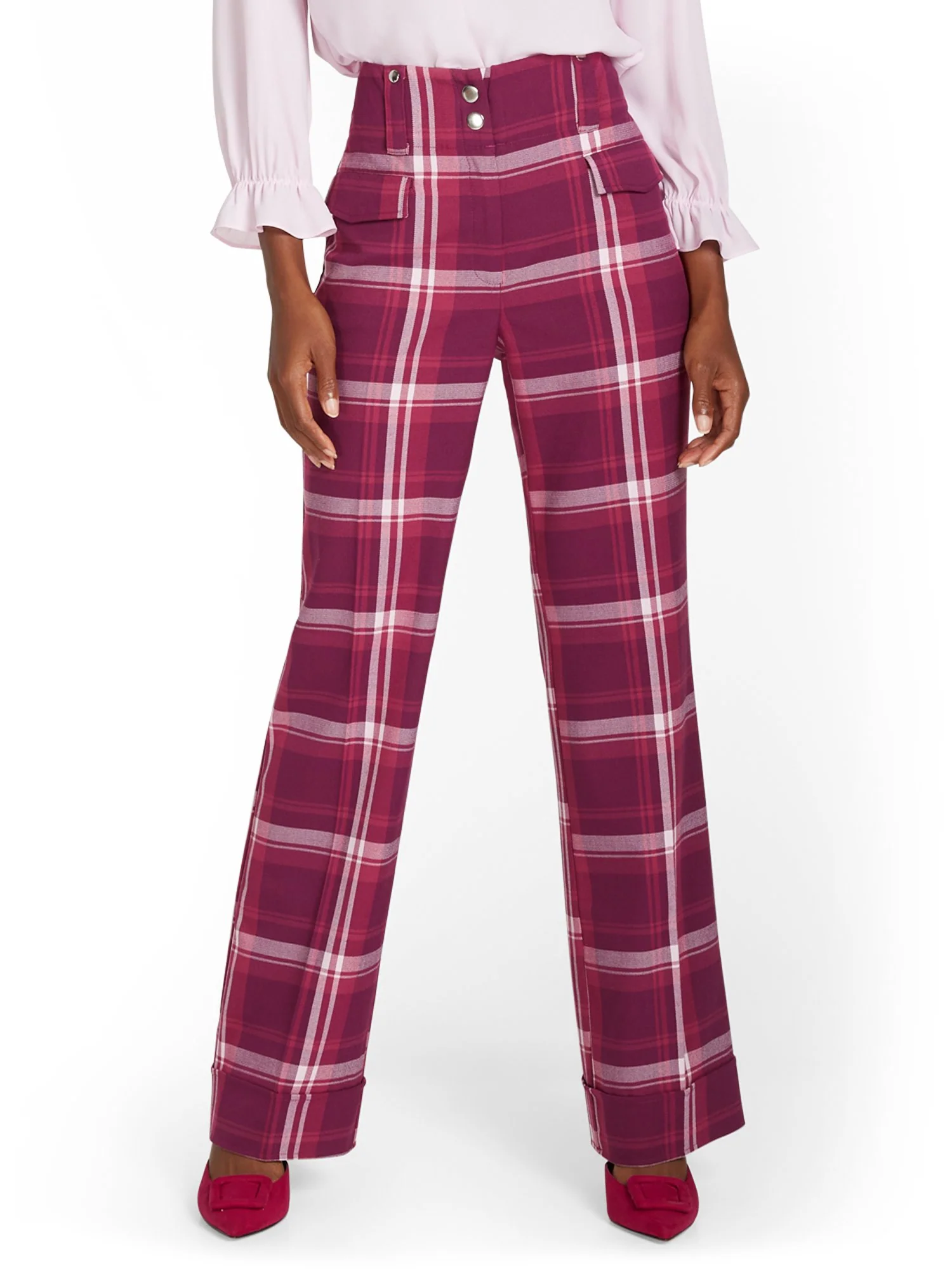 Petite Wide-Leg Plaid Pant
