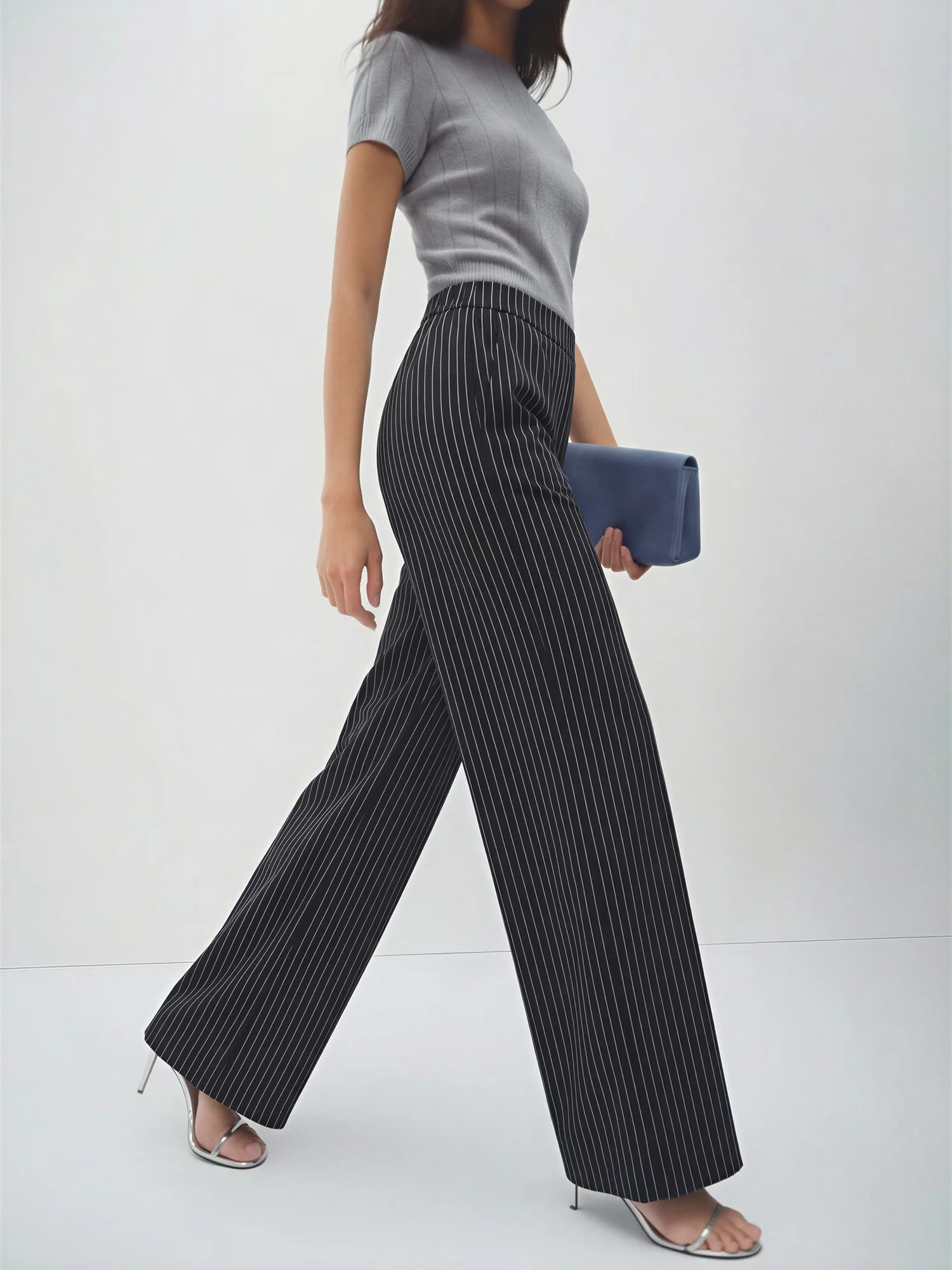 Pin Stripe Wide Leg Pull On Pants - Image 2