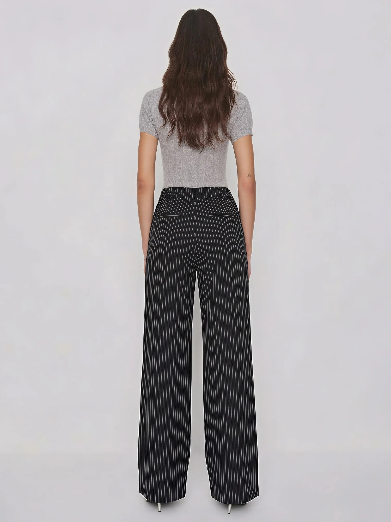 Pin Stripe Wide Leg Pull On Pants - Image 4