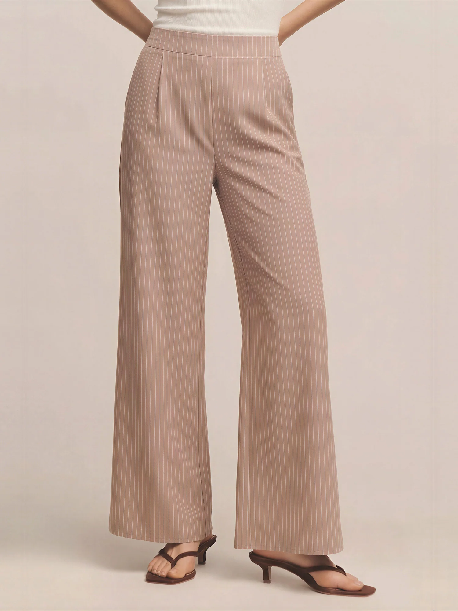 Pin Stripe Wide Leg Pull On Pants - Image 7