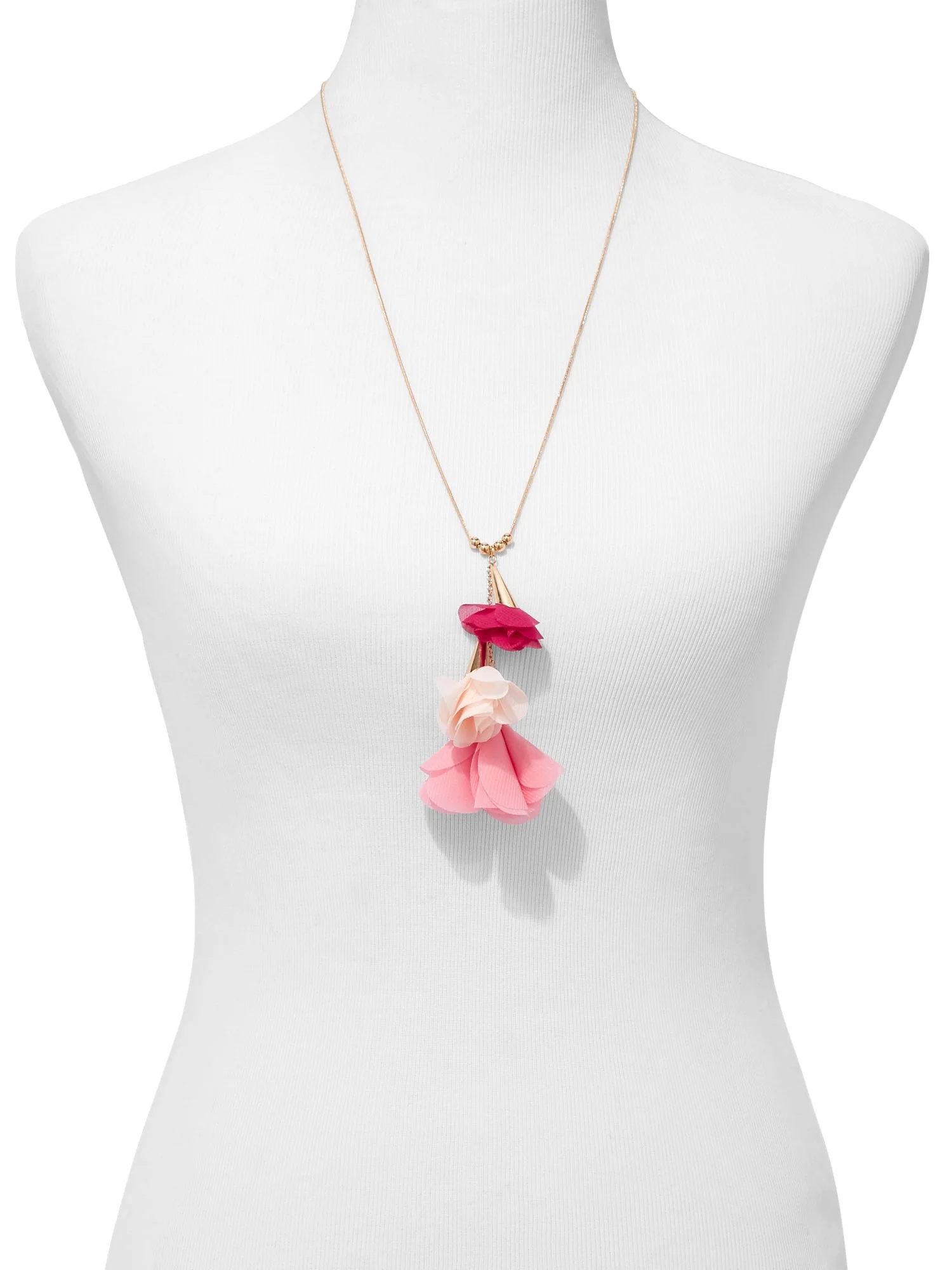 Pink Floral Pendant Necklace - Image 2