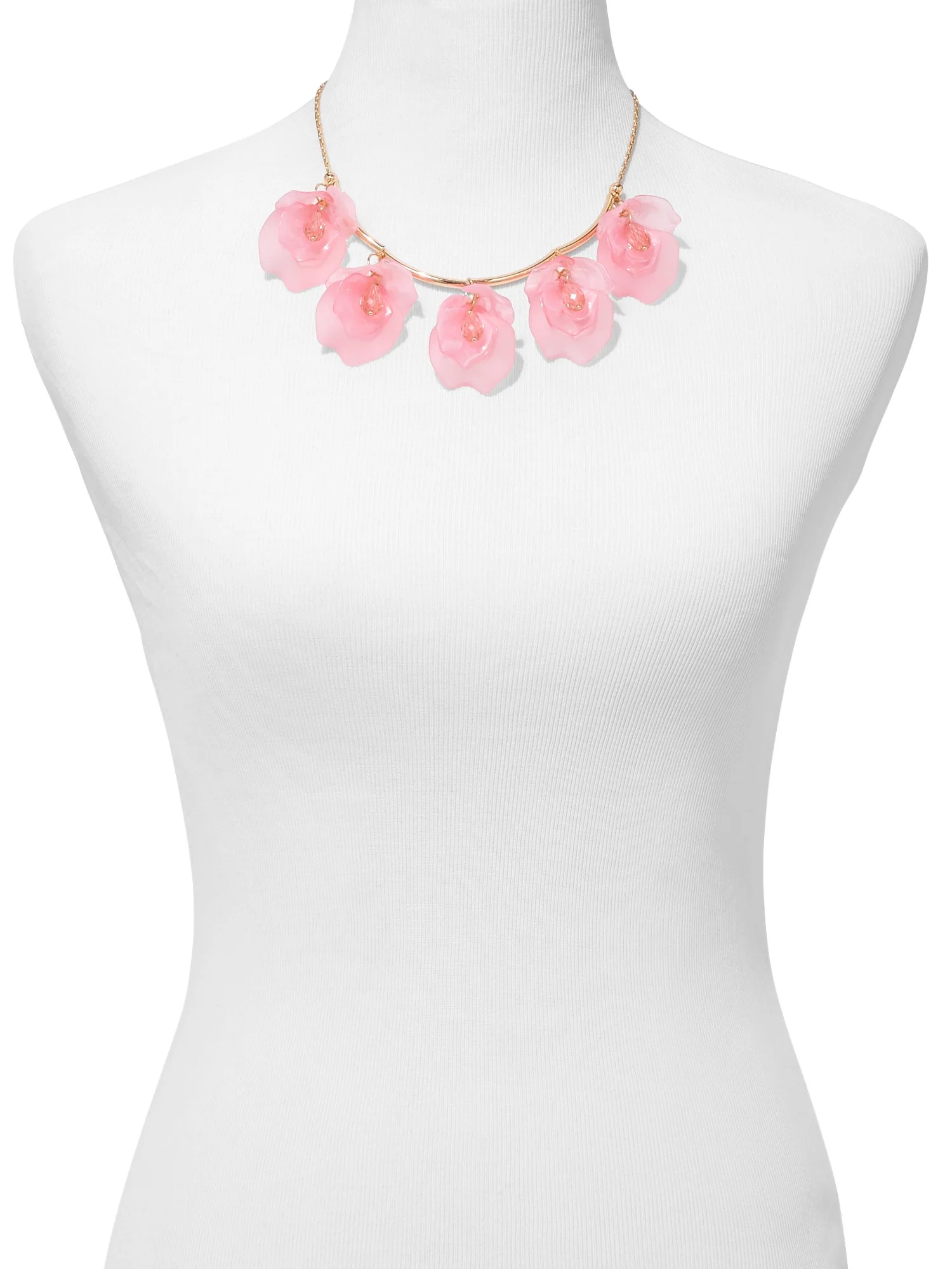 Pink Floral Statement Necklace - Image 2