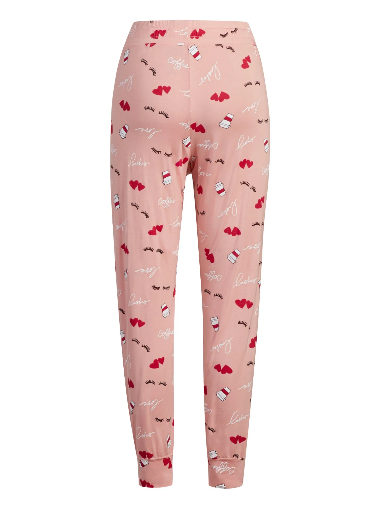 Pink 'Lashes Coffee Love' Jogger Pajama Pant - Image 3