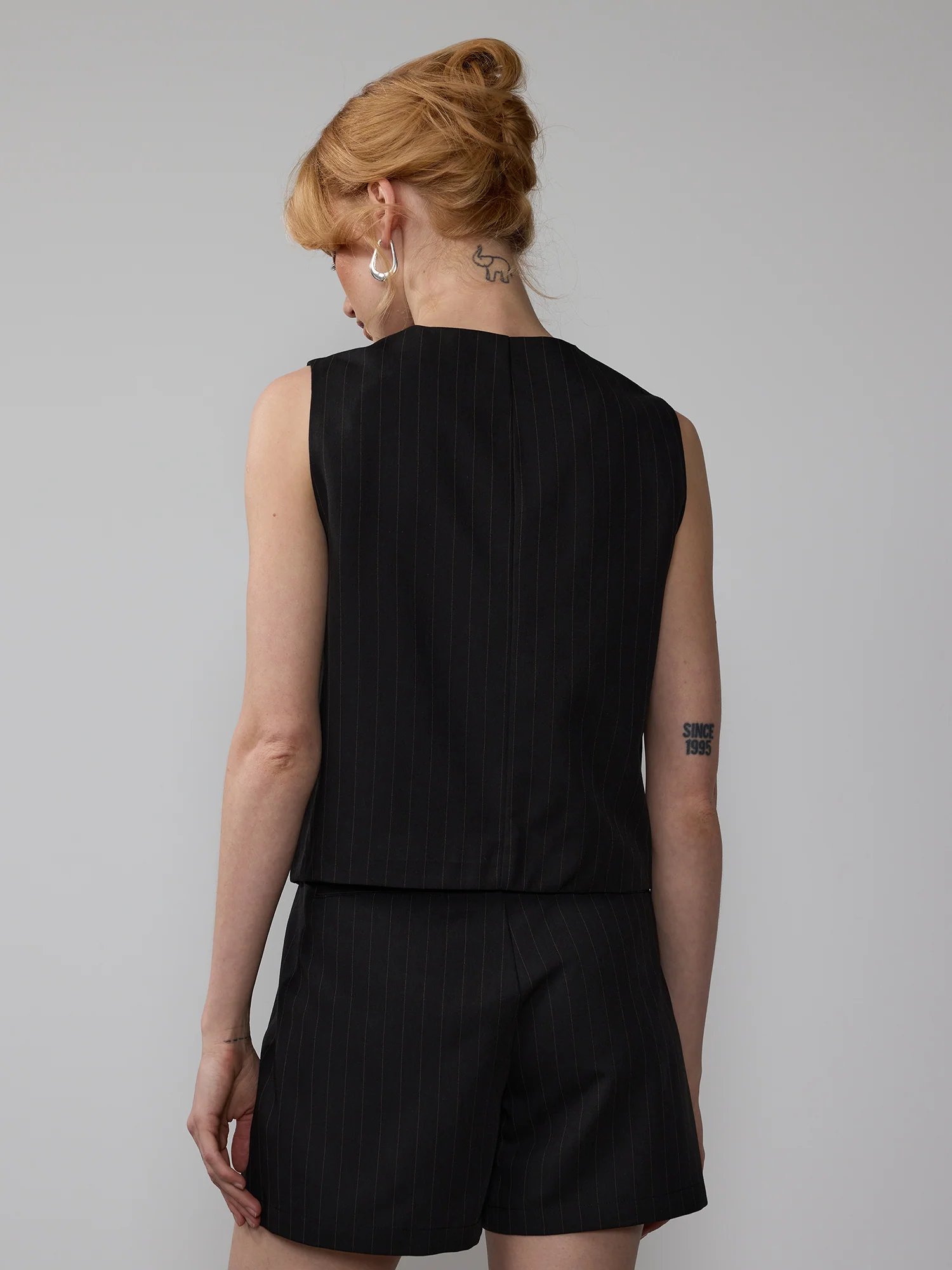 Pinstripe Fitted Sleeveless Vest - Image 3