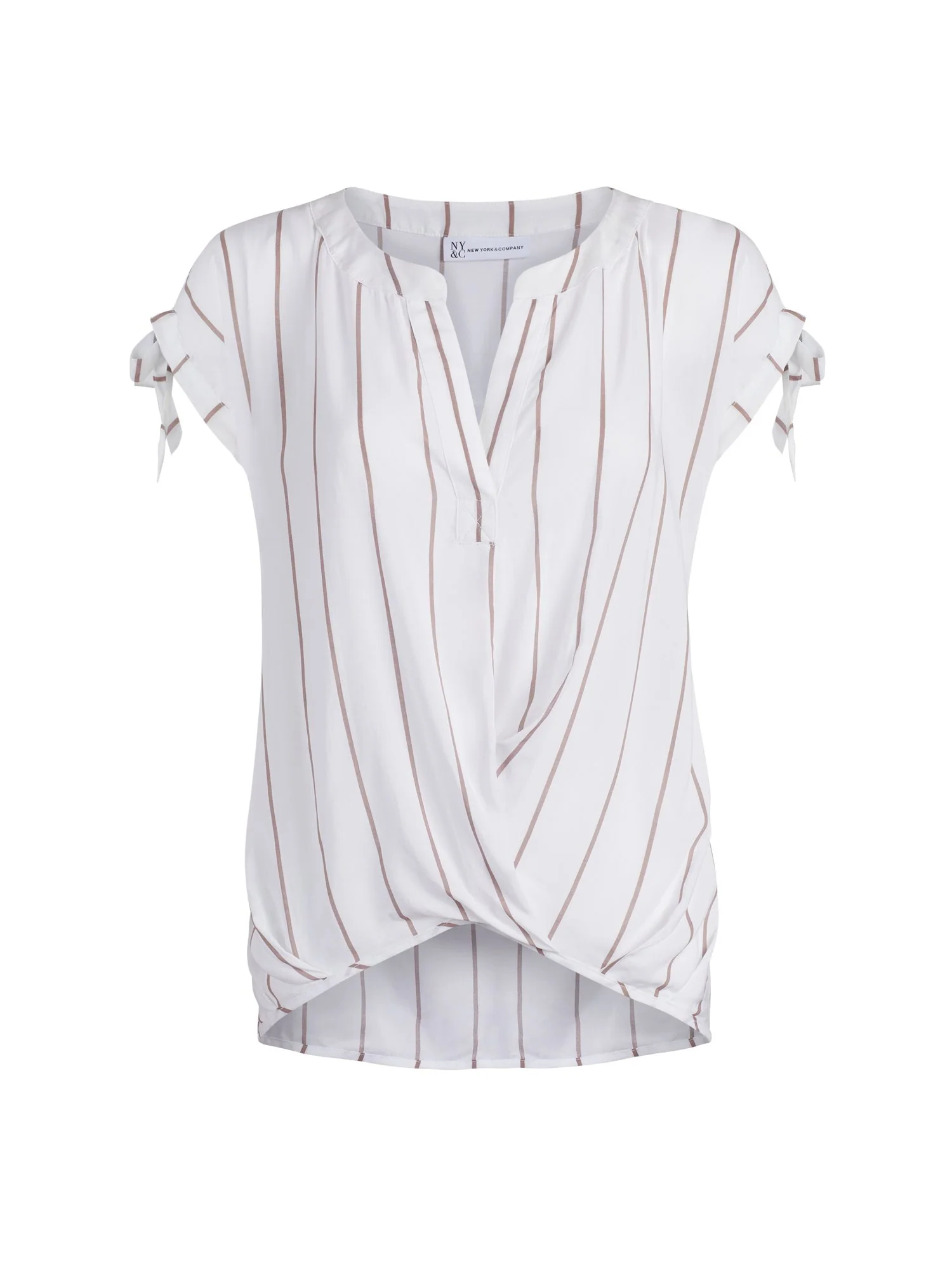 Pinstriped Split-Neck Blouse - Image 2