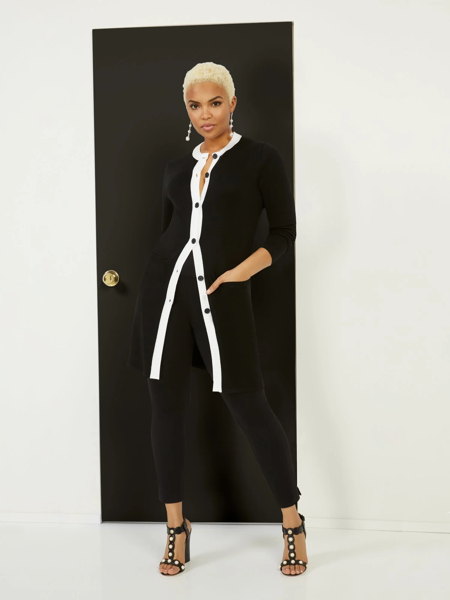 Piped Button-Down Cardigan - Image 2