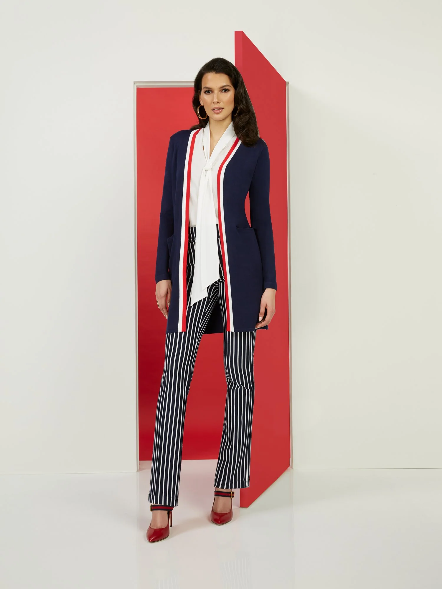 Piped Long-Length Cardigan - Image 2