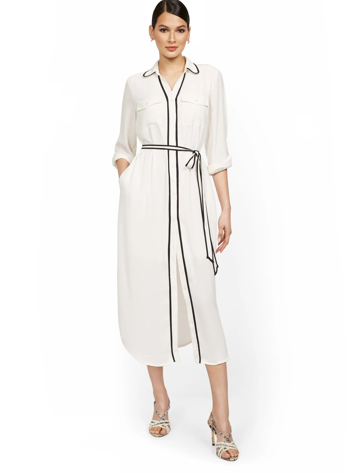 Piped Midi Shirtdress - Image 6