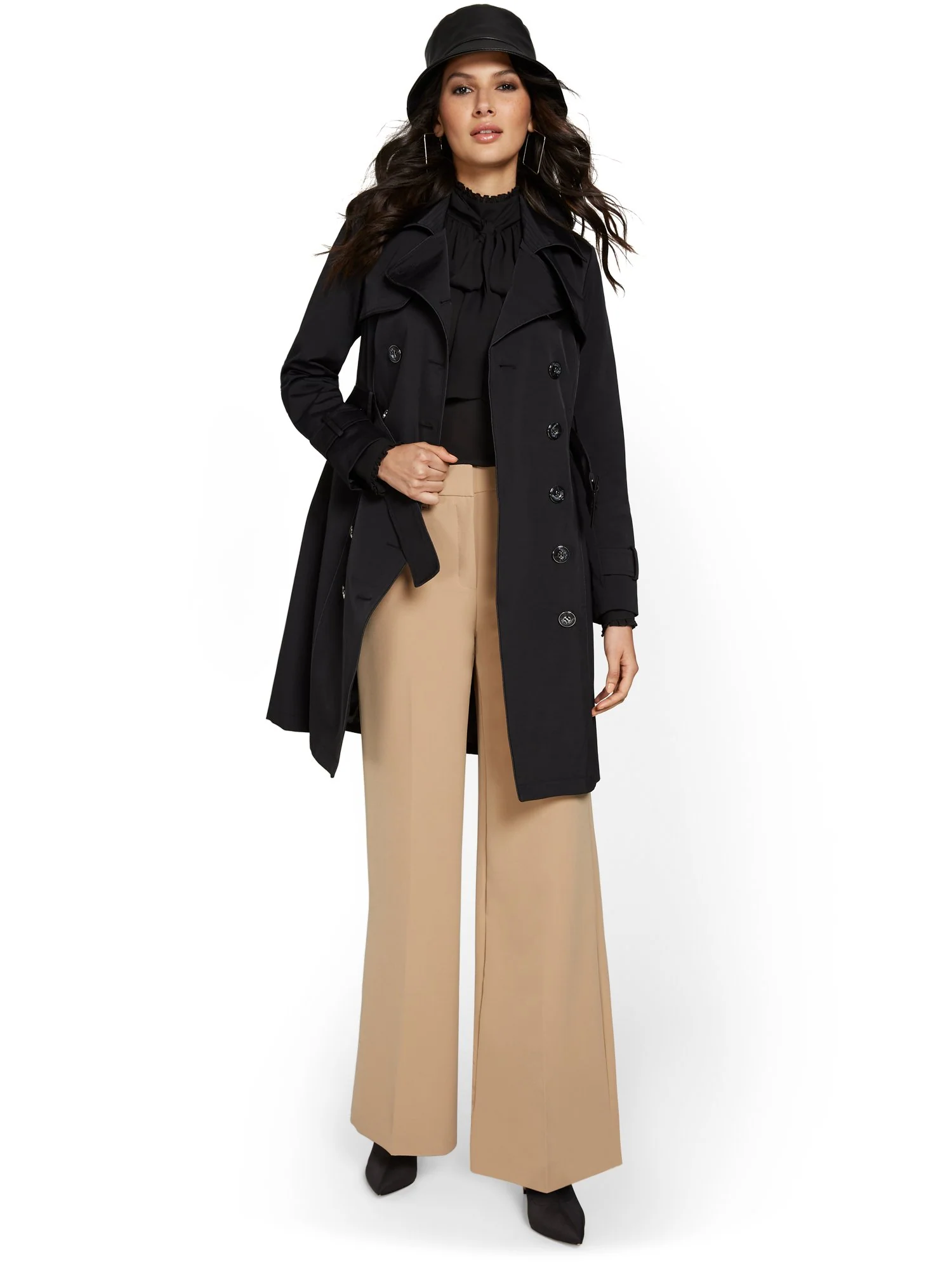 Piped Military Belted Trenchcoat - City Trench Collection - Image 4