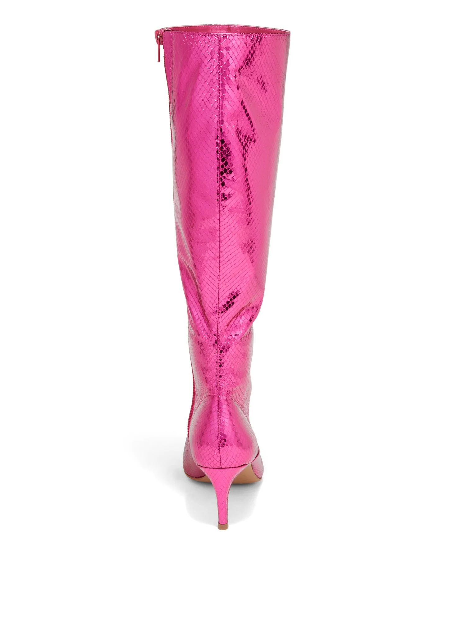 Piper Tall High Heel Boot - Pink Metallic Snake - Image 2