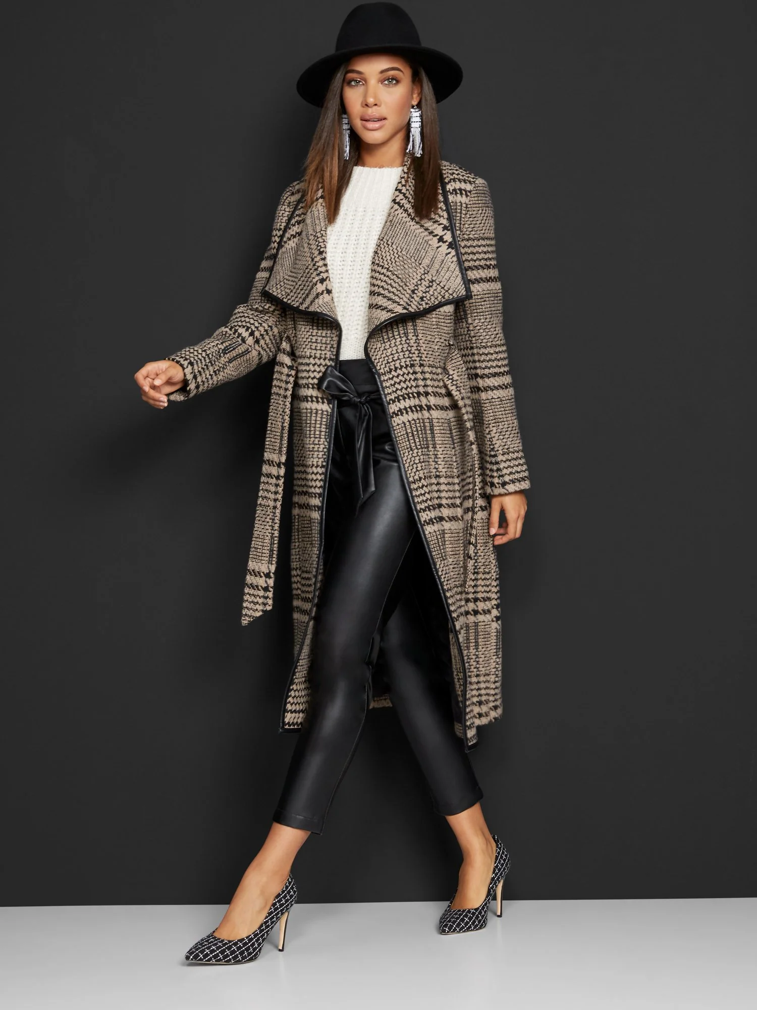 Plaid Belted Flyaway Trenchcoat - Image 4
