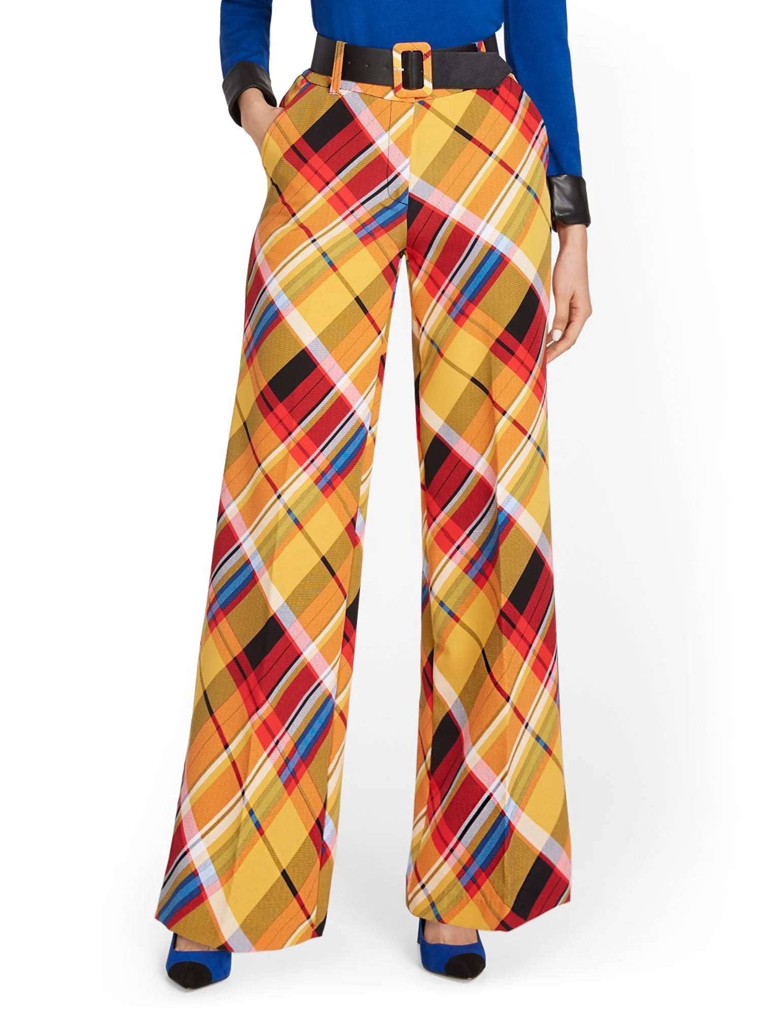 Plaid Belted Wide-Leg Pant - Image 2