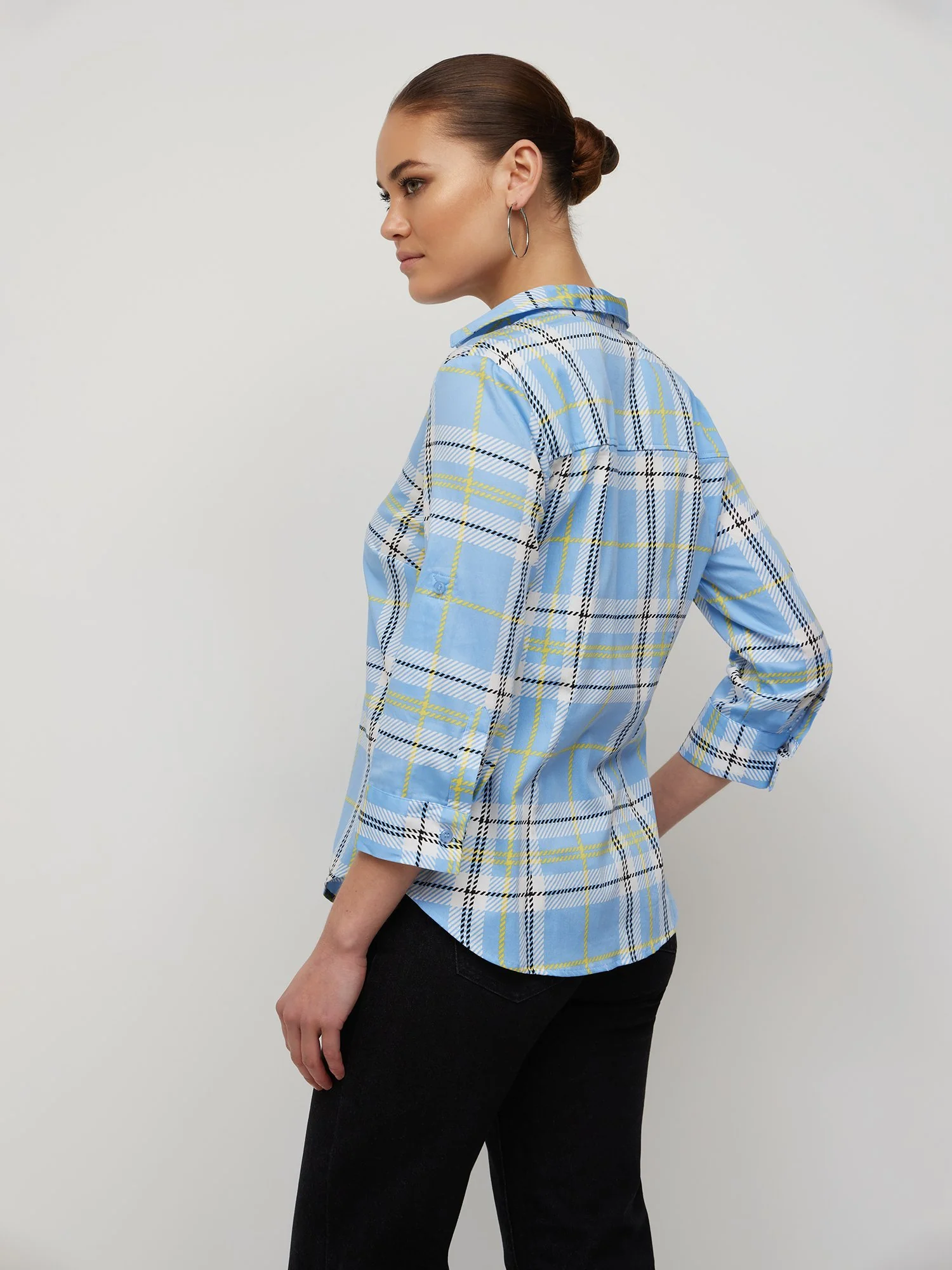 Plaid Button-Front Secret Snap - NY&C Madison Shirt® - Image 3