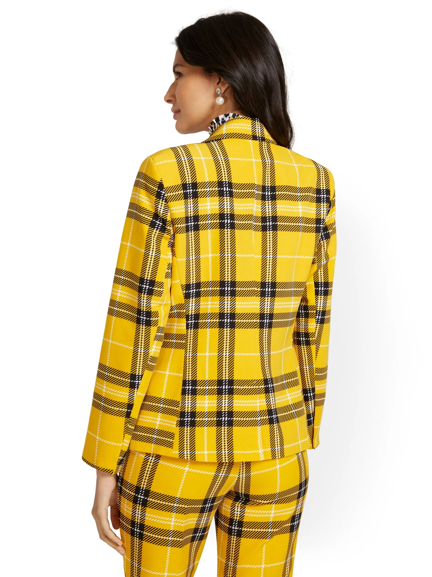 Plaid Double-Breasted Button Jacket - Image 3