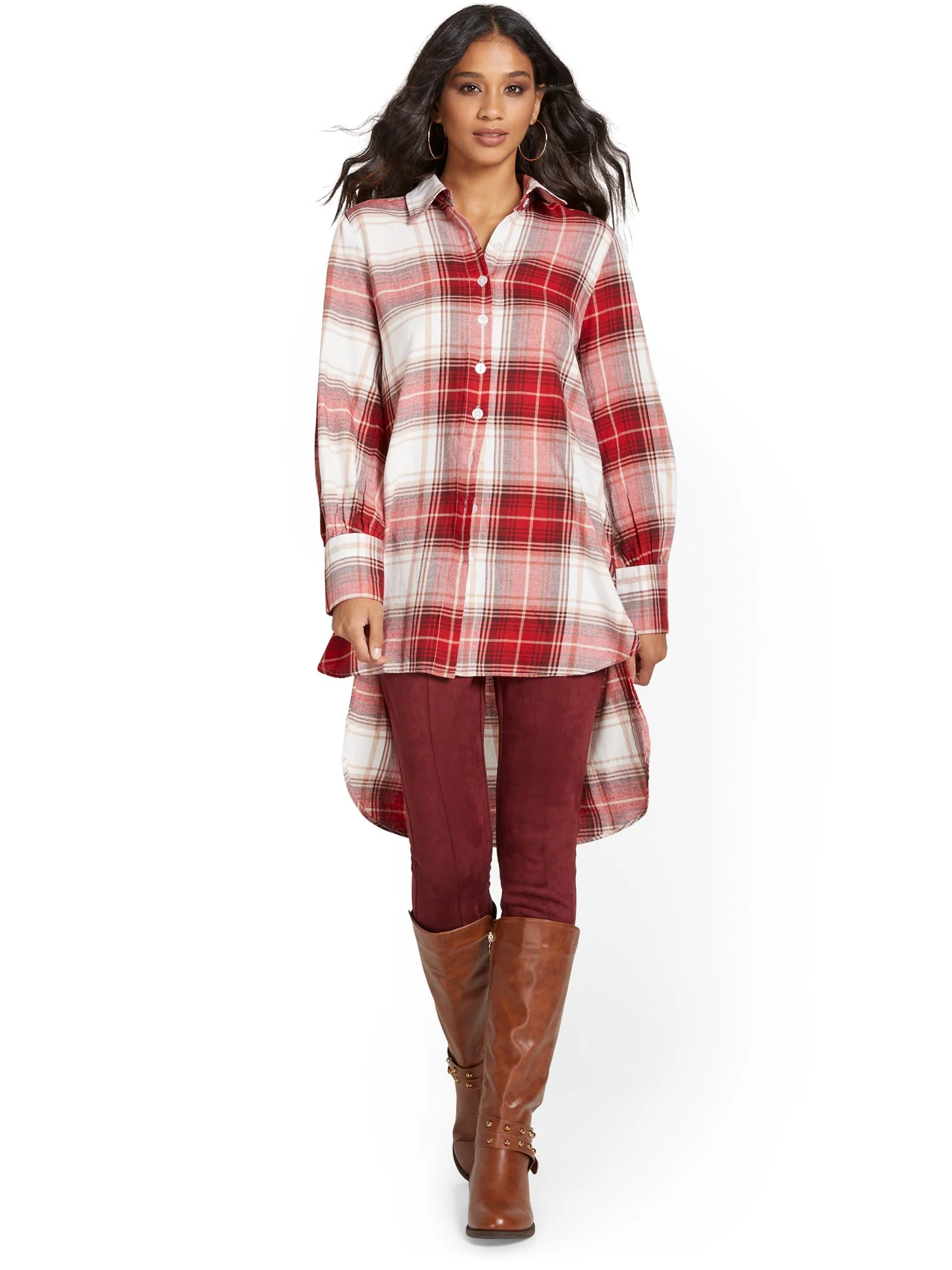Plaid High-Low Shirt - Image 10