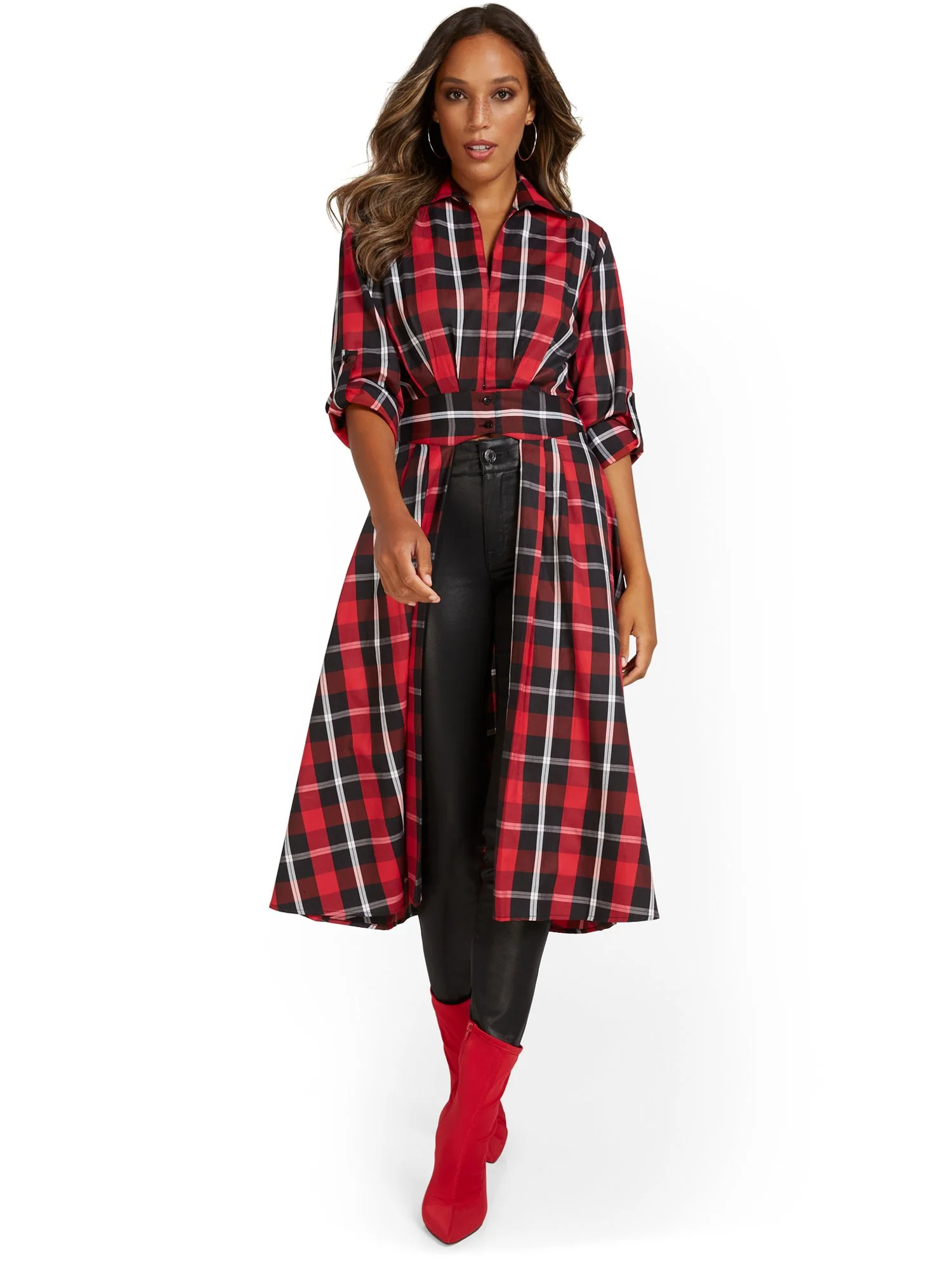 Plaid High-Low Shirt