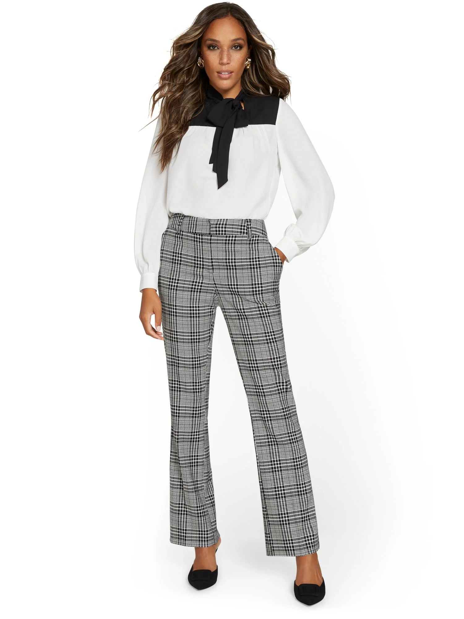 Plaid Mid-Rise Modern Bootcut Pant - Image 4