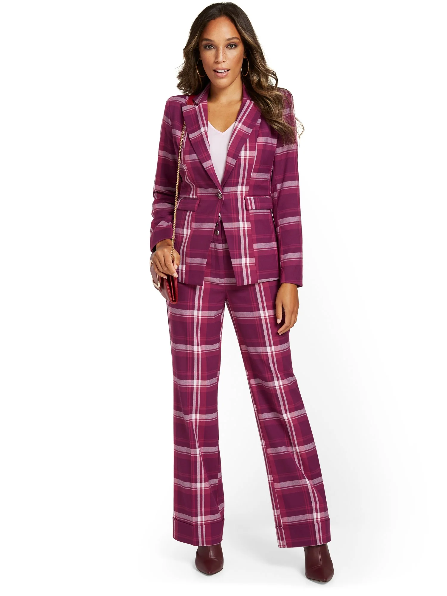 Plaid One-Button Jacket - Image 5