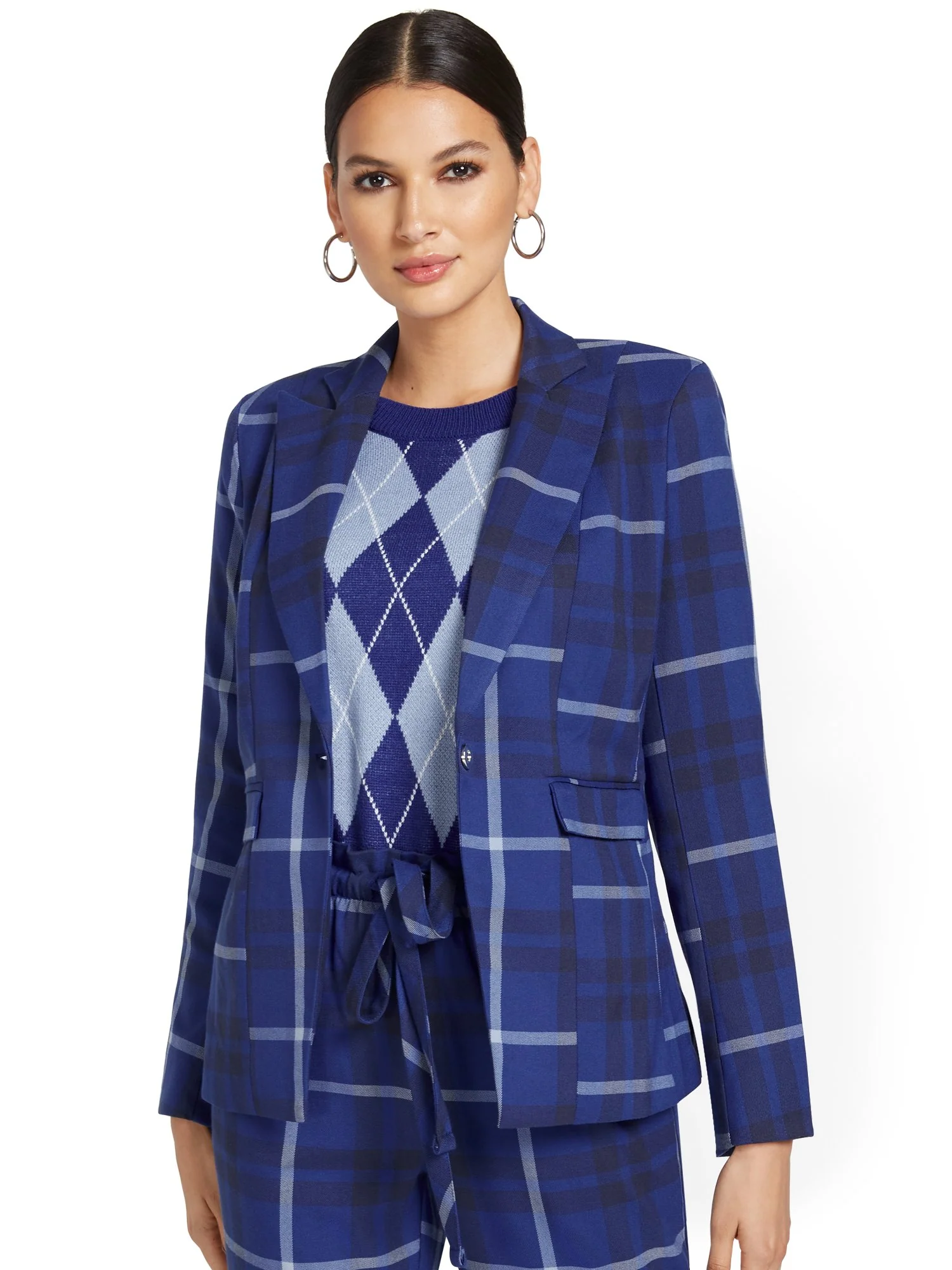 Plaid One-Button Jacket - Image 2