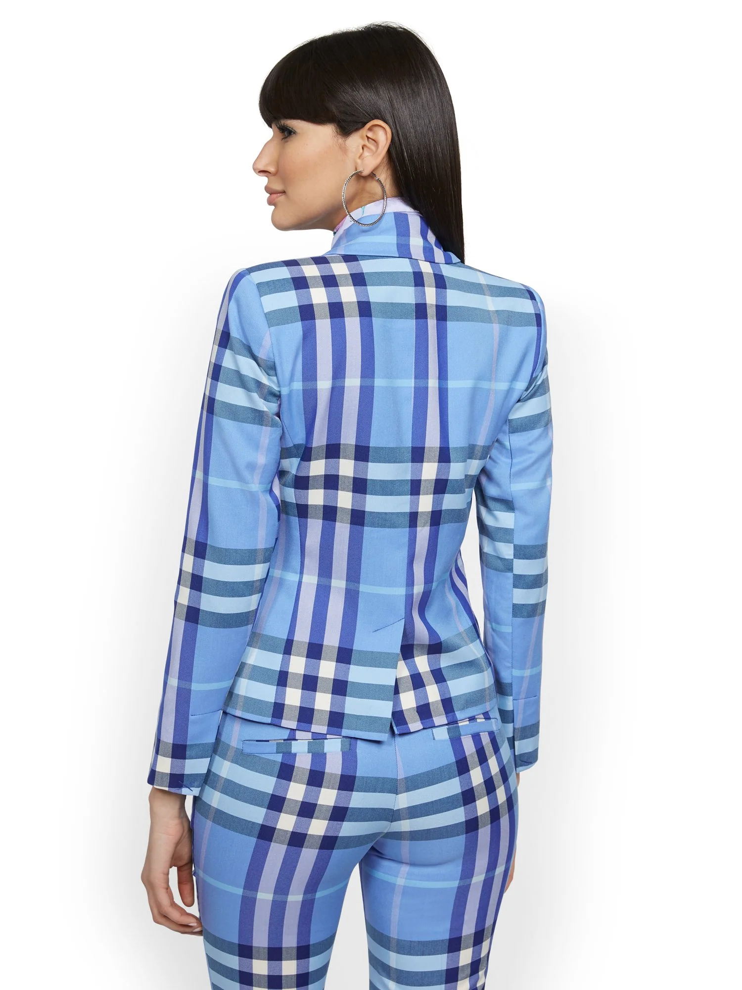 Plaid One-Button Jacket - 7th Avenue - Image 3