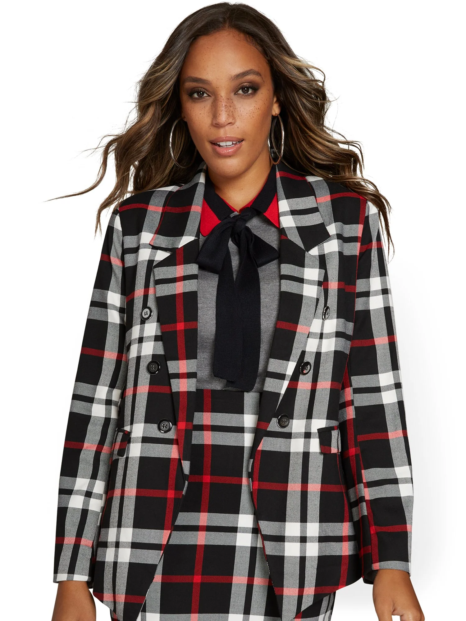 Plaid Oversized Double-Breasted Jacket