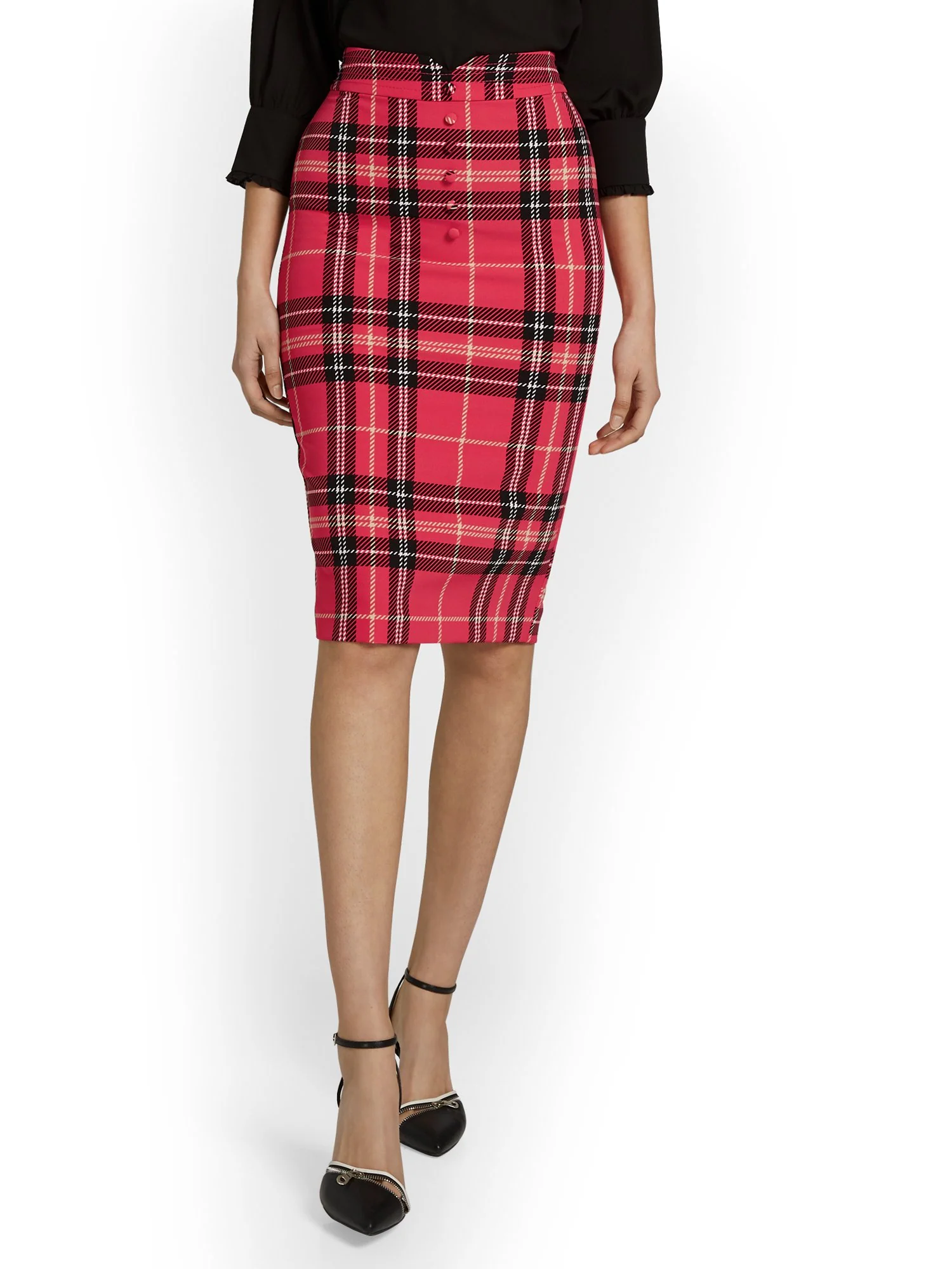 Plaid Pencil Skirt - Image 2