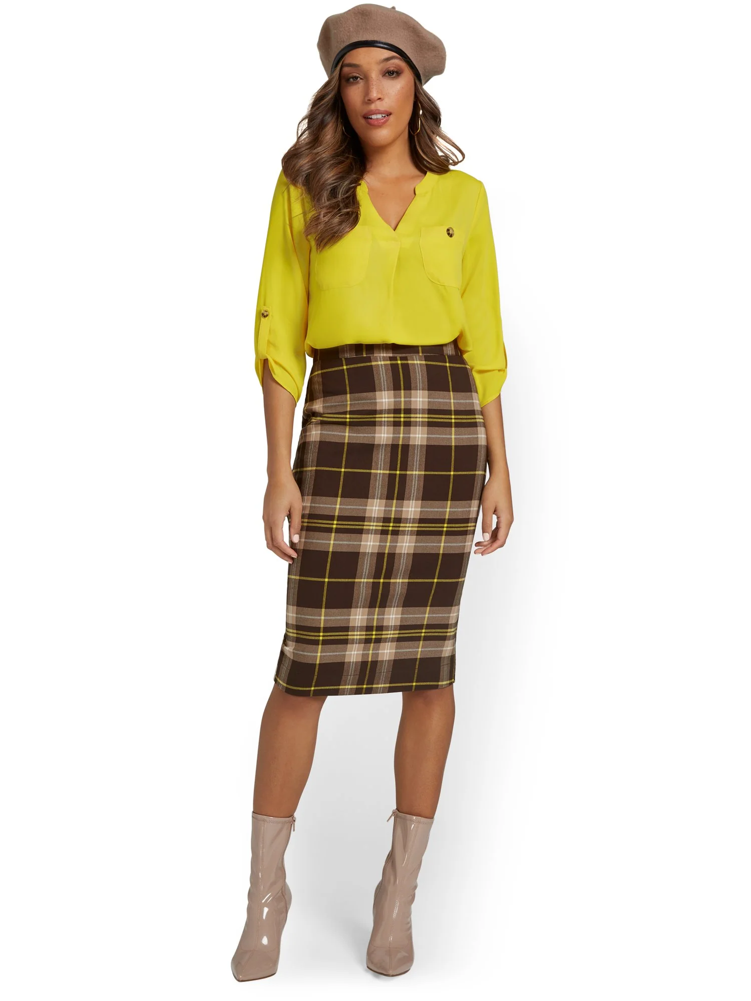 Plaid Pencil Skirt - Image 4