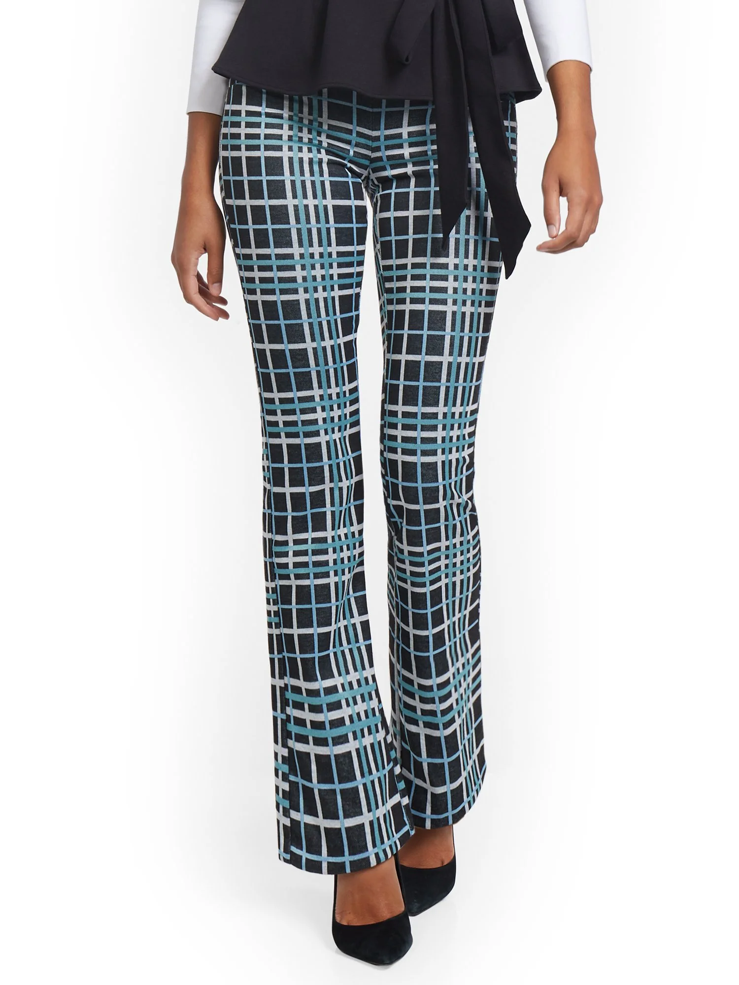 Plaid Pull-On Bootcut Ponte Knit Pant - Superflex - Image 2