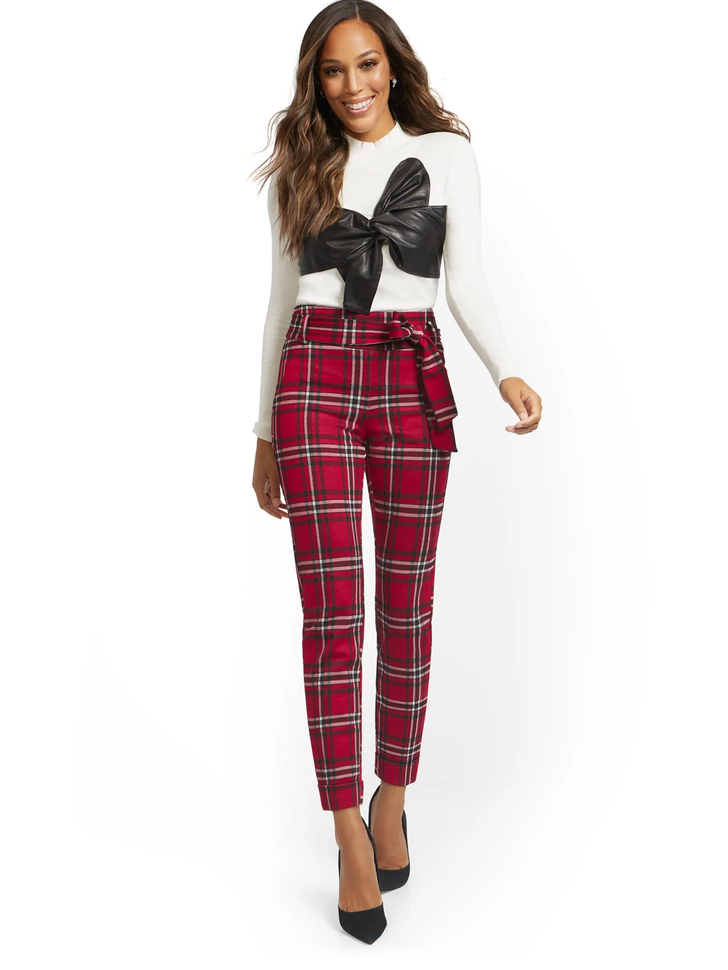 Plaid Pull-On Slim-Leg Pant - Superflex - Image 4