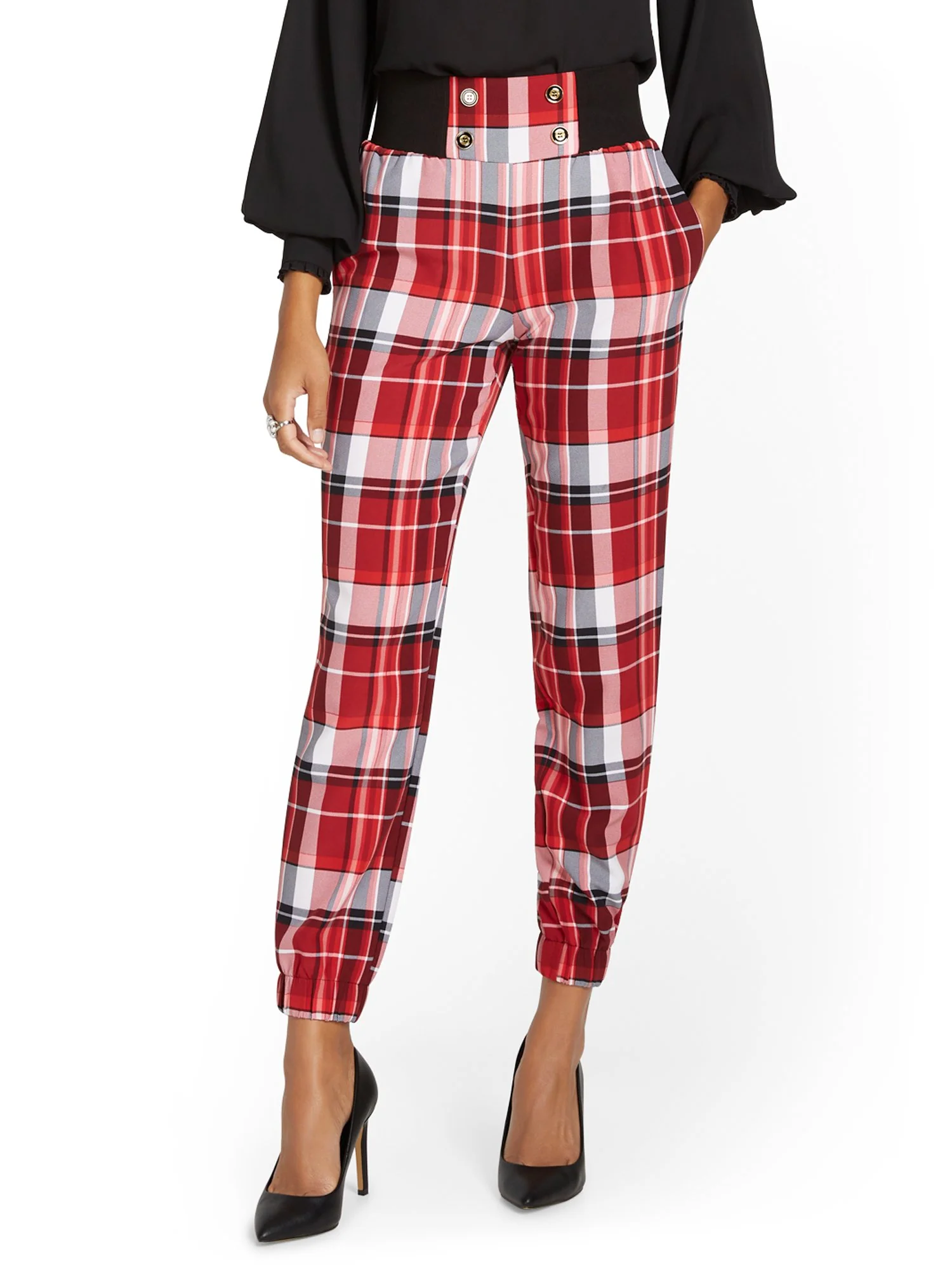 Plaid Ribbed Jogger Pant