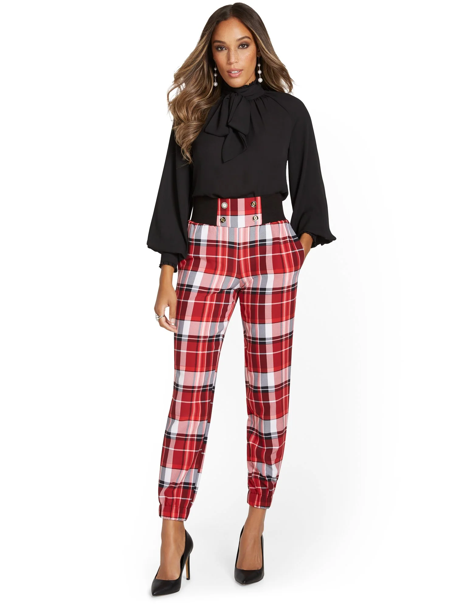 Plaid Ribbed Jogger Pant - Image 4