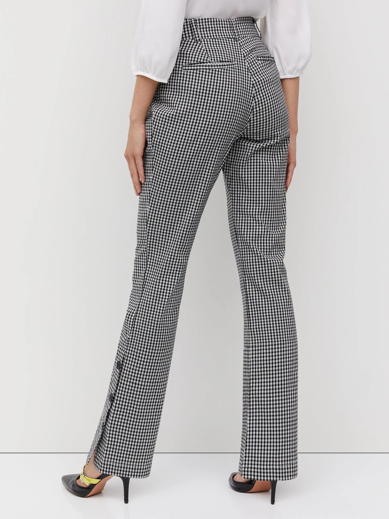 Plaid Side-Button Bootcut Pant - Image 3
