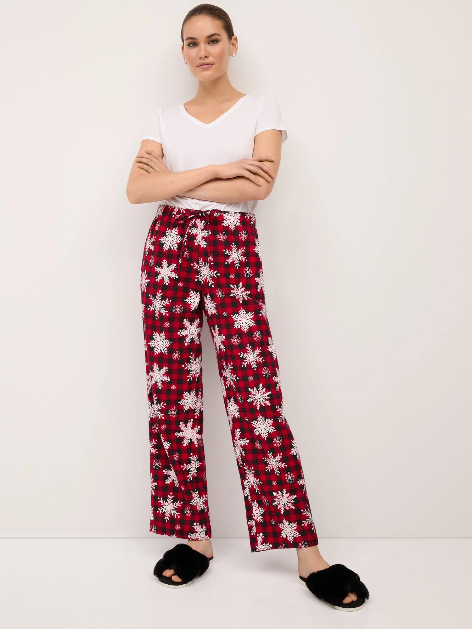 Plaid Snowflake-Print Pajama Pant - Image 2