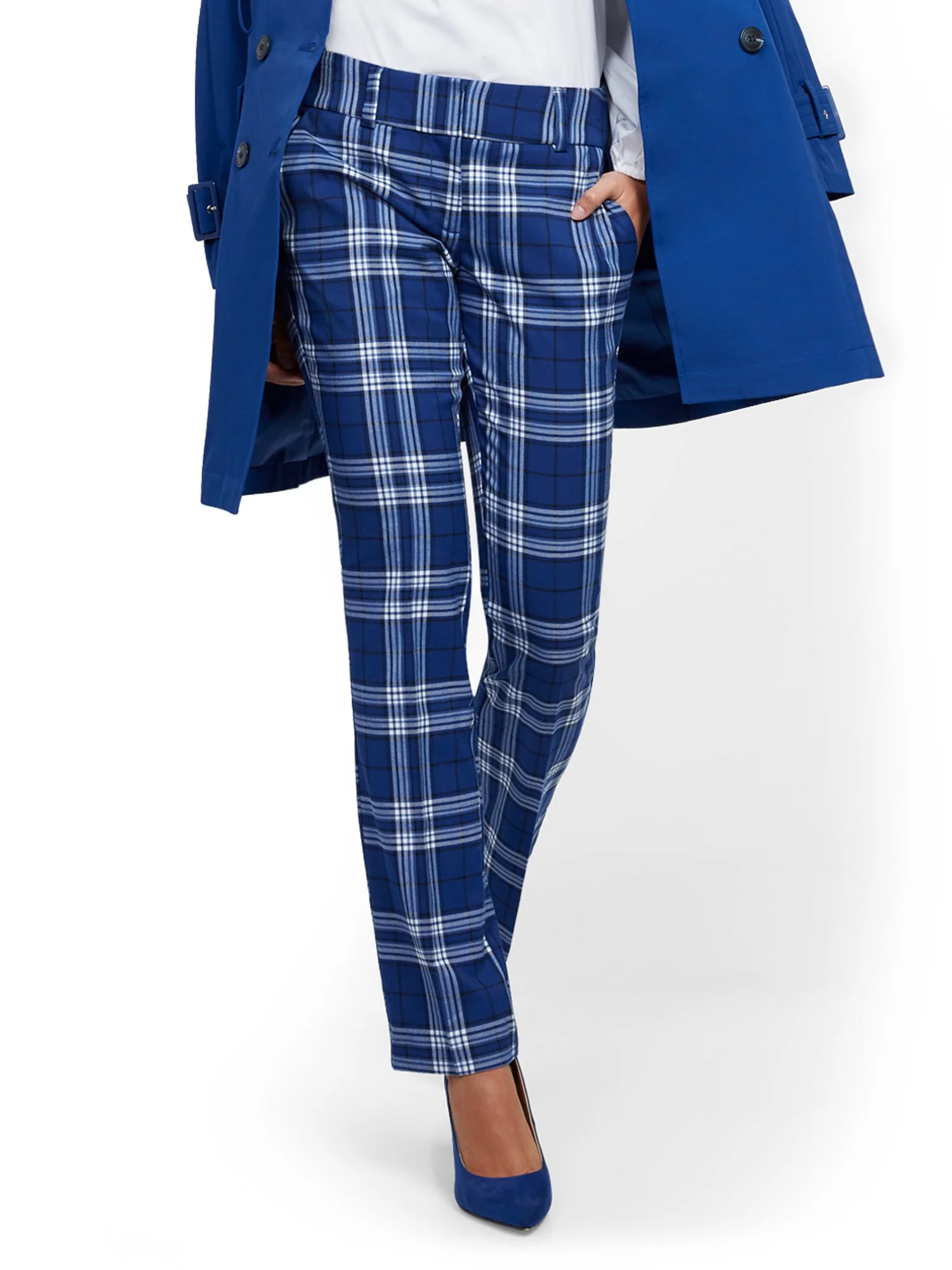 Plaid Straight-Leg Pant - Signature Fit - 7th Avenue - Image 2