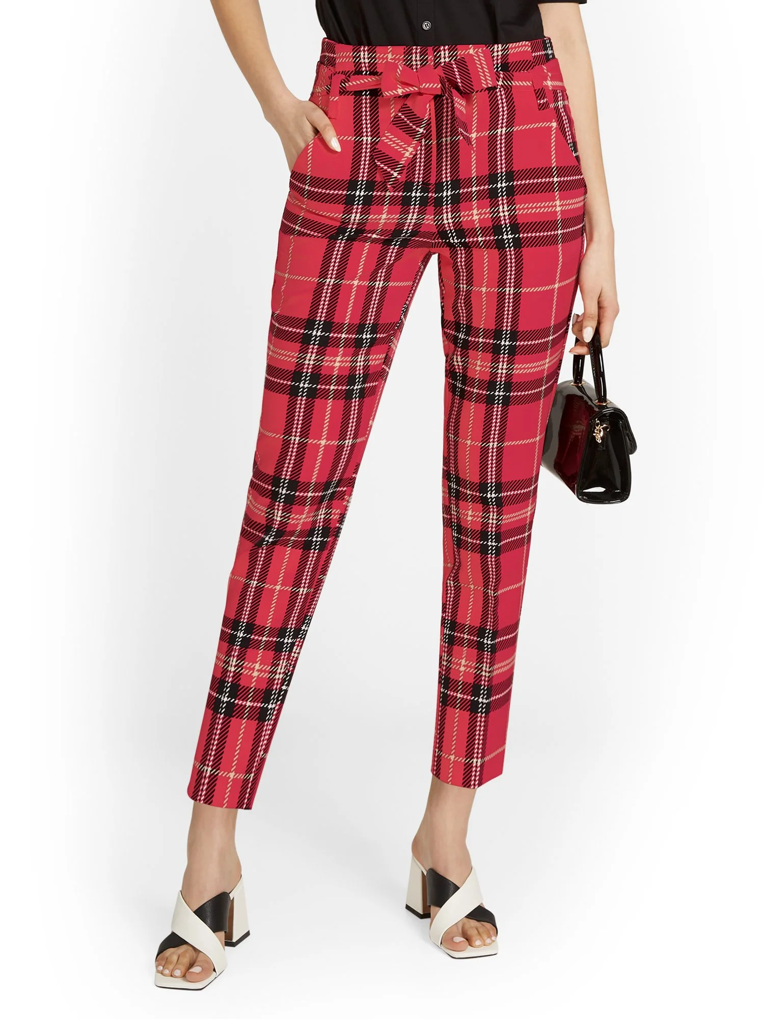 Plaid Tie-Waist Ankle Pant - Image 2