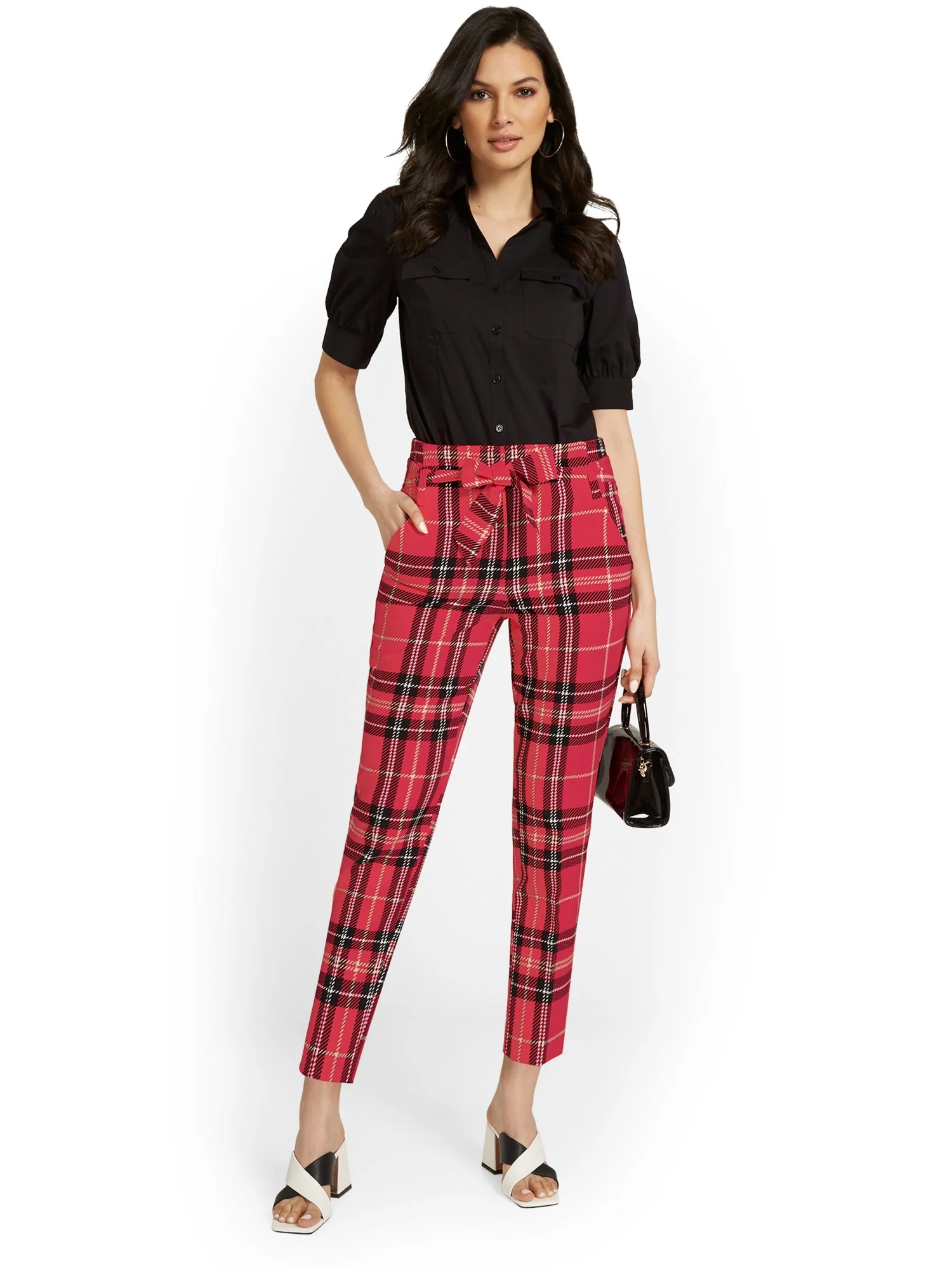 Plaid Tie-Waist Ankle Pant - Image 4