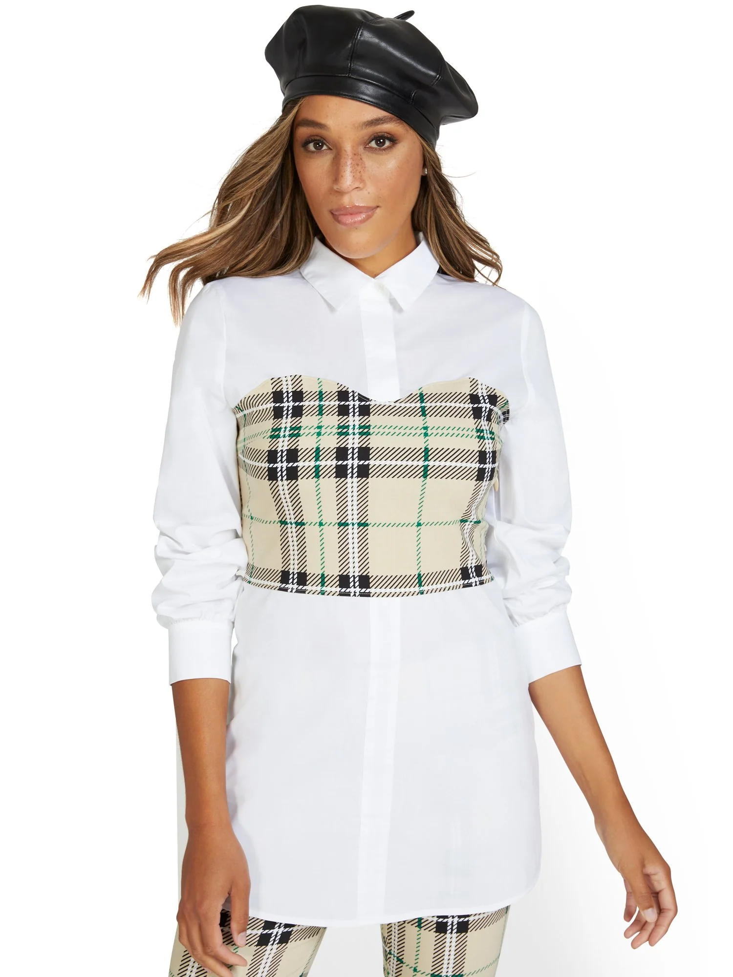 Plaid Tunic Twofer Top - Image 2
