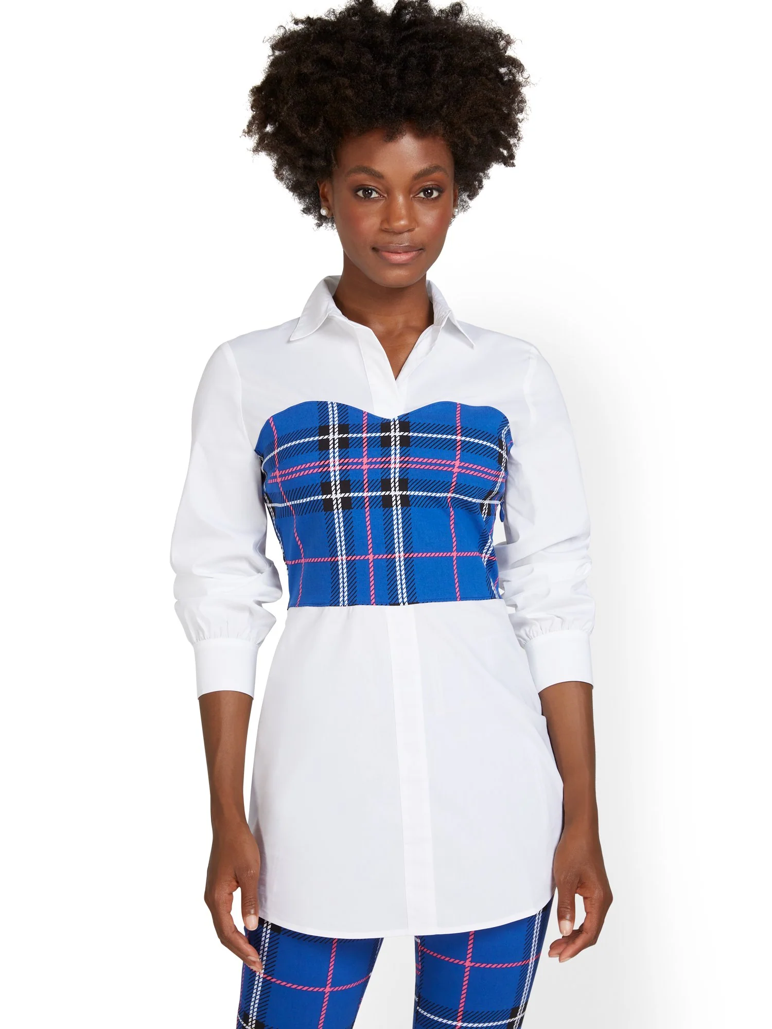 Plaid Tunic Twofer Top - Image 5