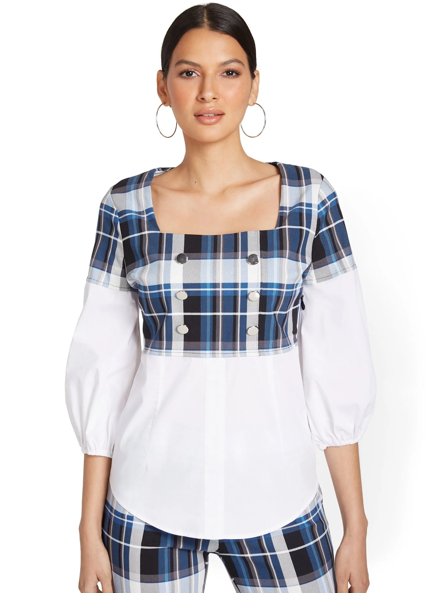 Plaid Twofer Tunic Top - Image 2