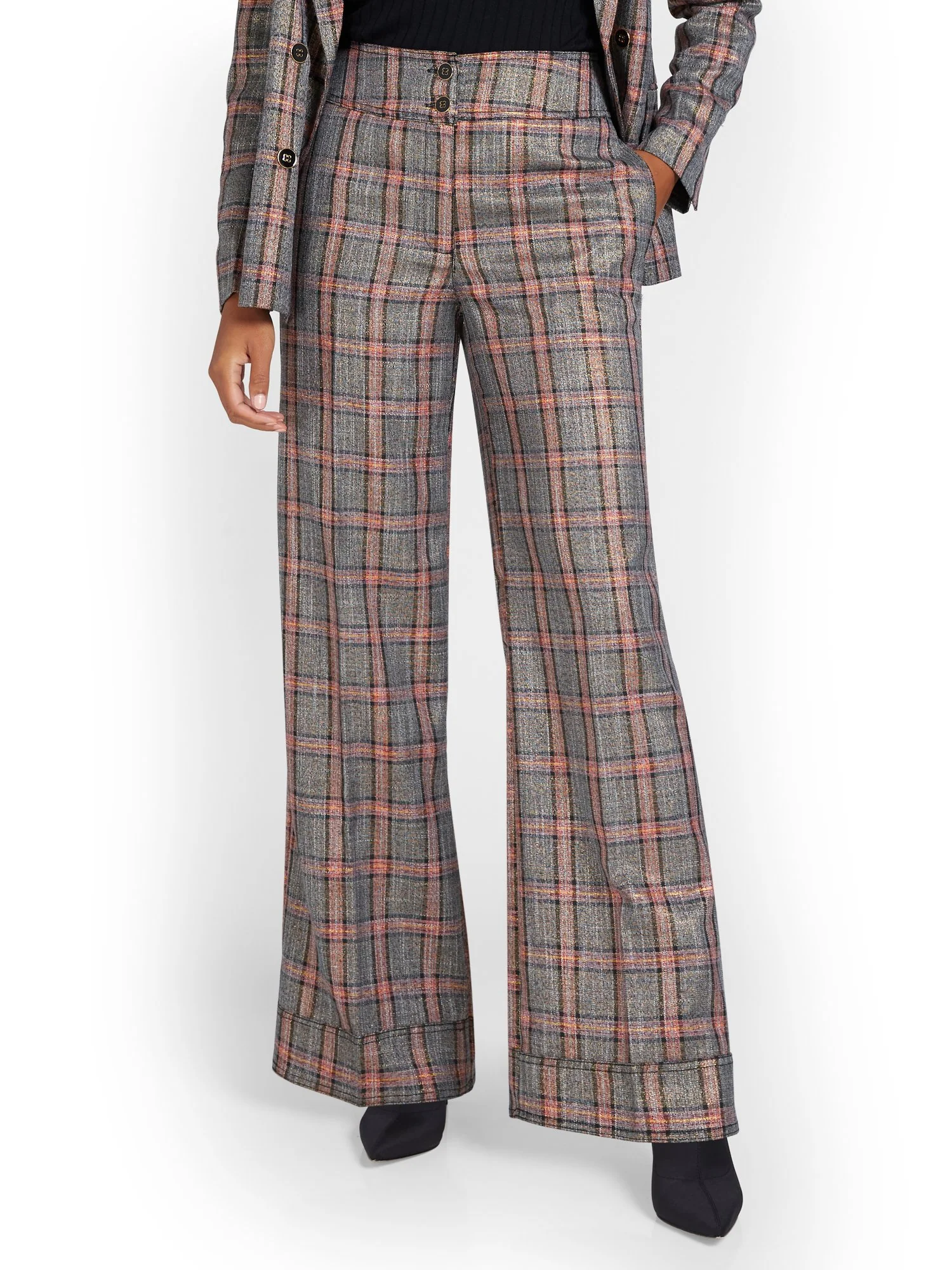 Plaid Wide-Leg Pant
