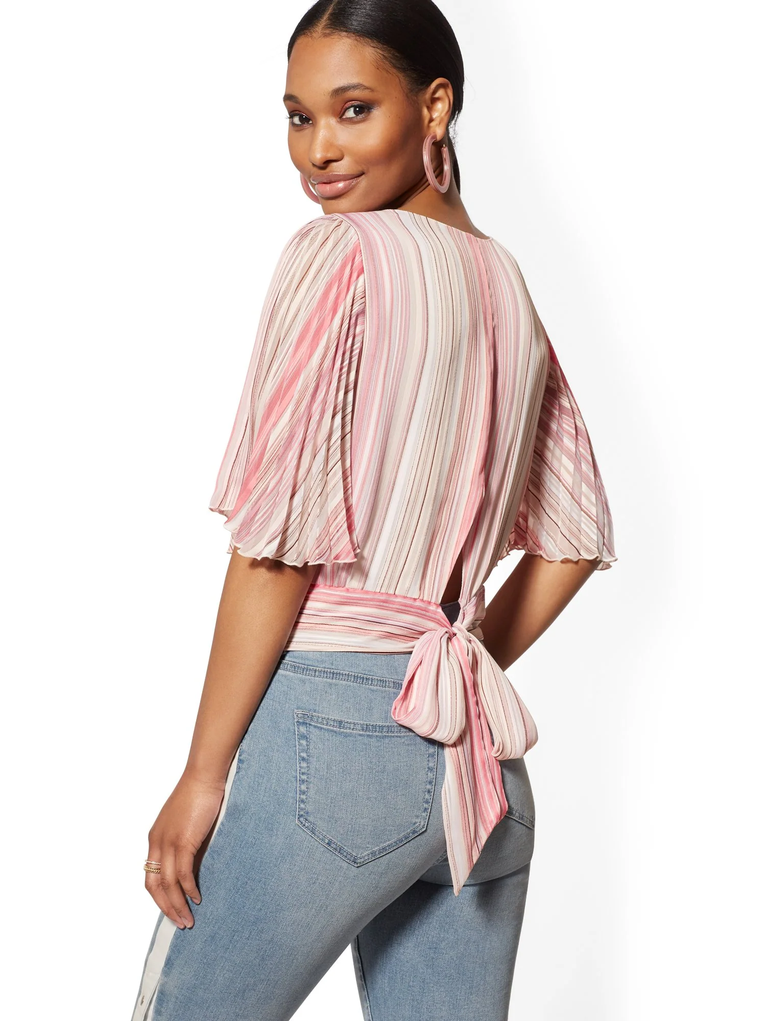 Pleated Flutter-Sleeve Top - Image 5