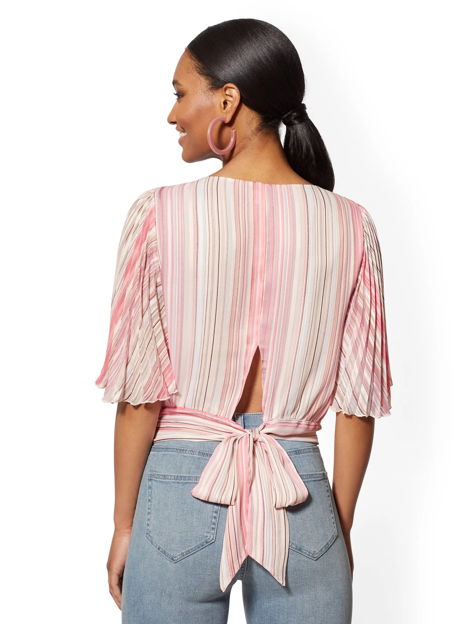 Pleated Flutter-Sleeve Top - Image 7