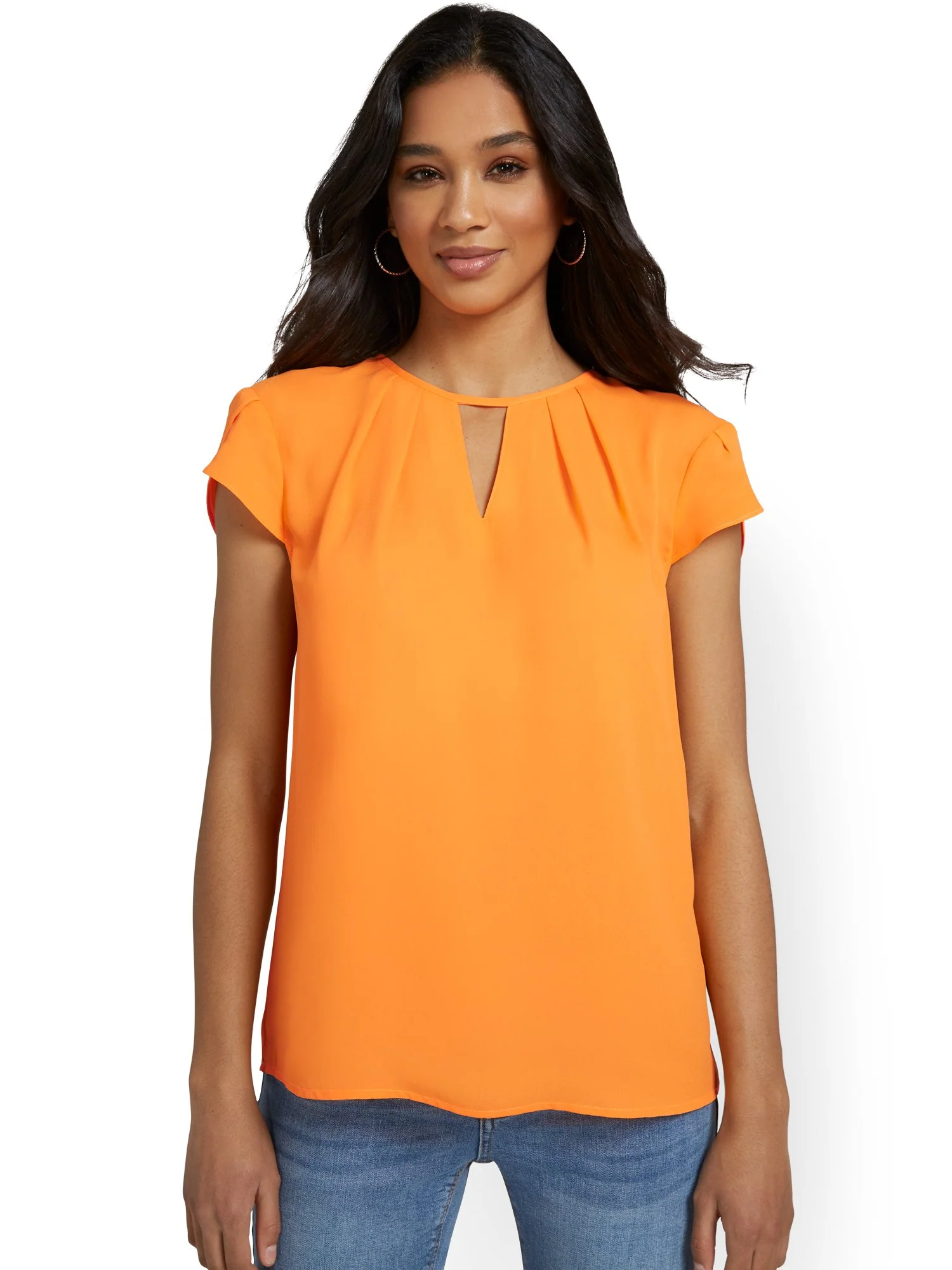 Pleated Keyhole Cut-Out Top - Image 33